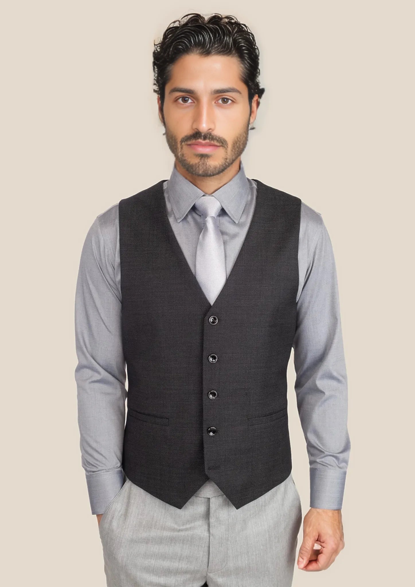 Black Pindot Vest - SARTORO916