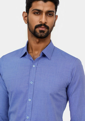Blue Egyptian Cotton Broadcloth Shirt - SARTORO