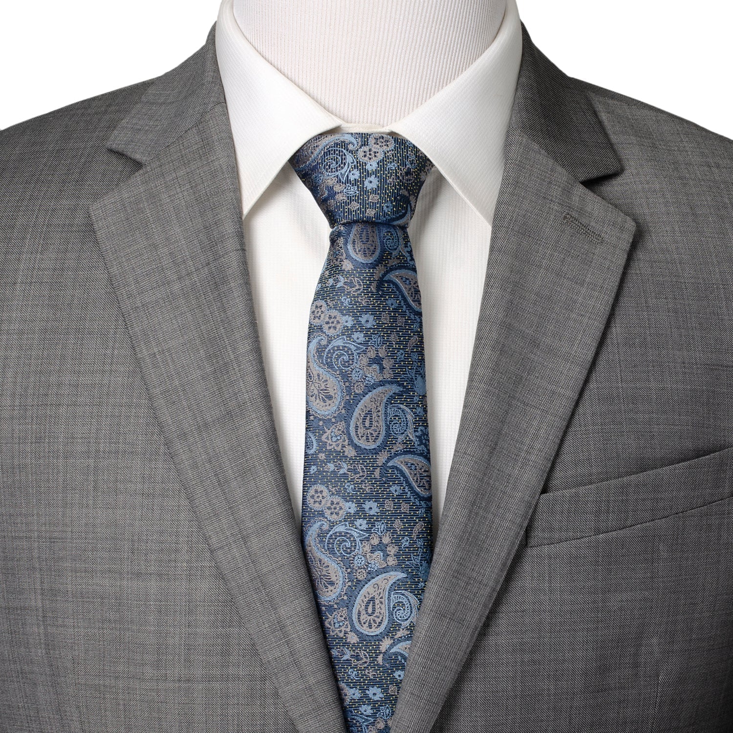 Blue & Gray Paisley Men's Tie - SARTORO471