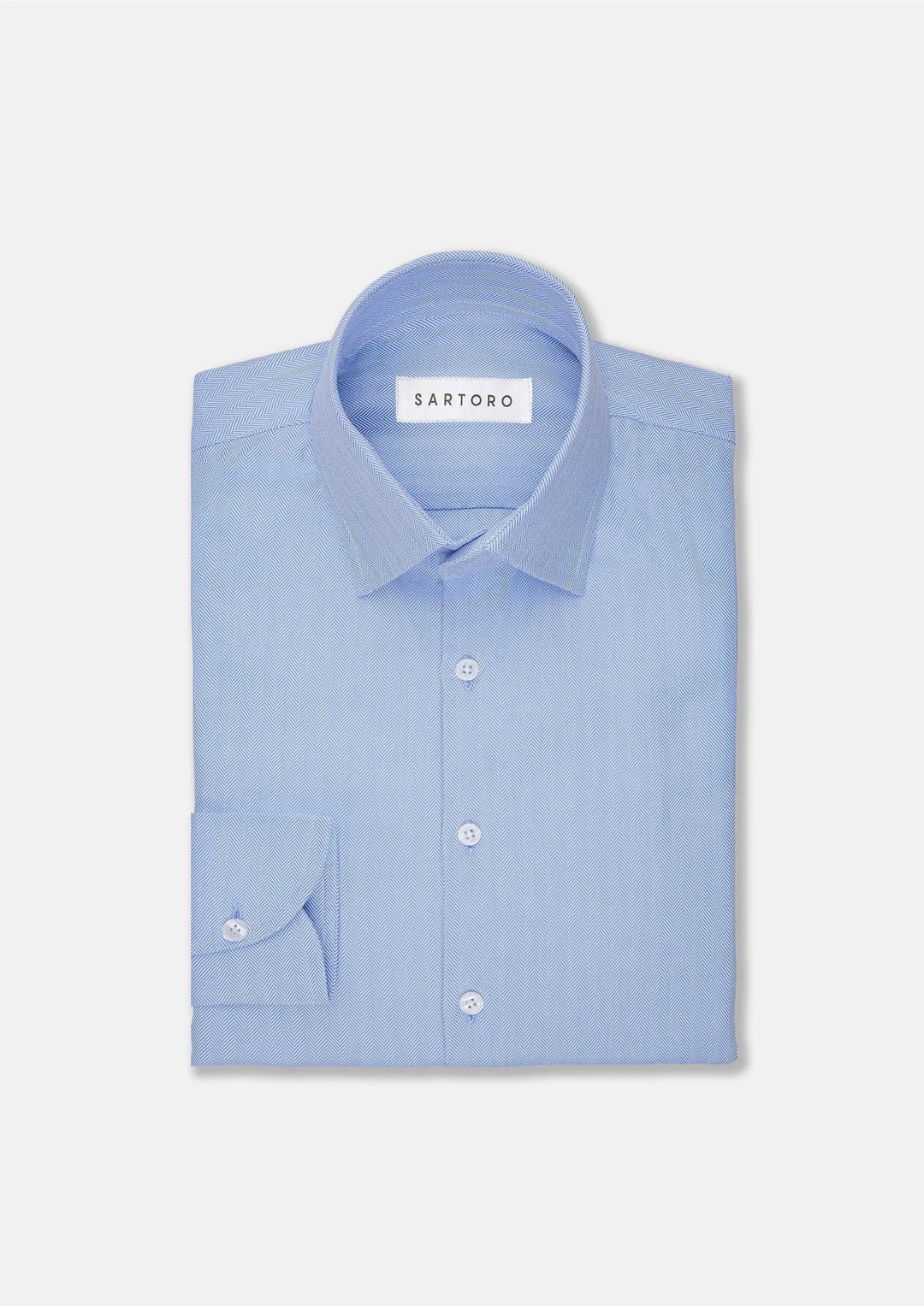 Blue Herringbone Shirt - SARTORO