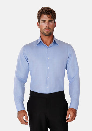 Blue Herringbone Shirt - SARTORO