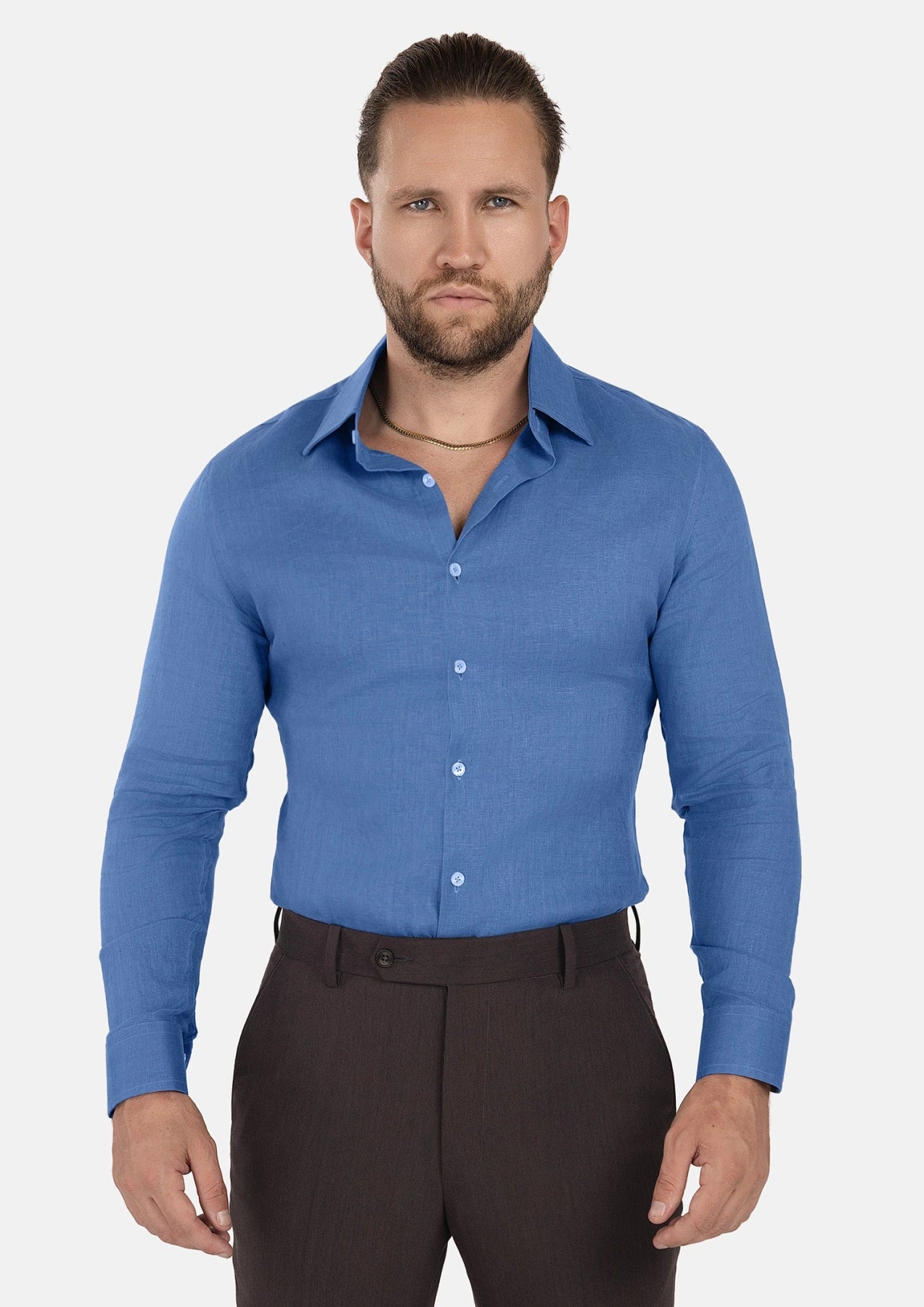 Blue Linen Shirt - SARTORO570