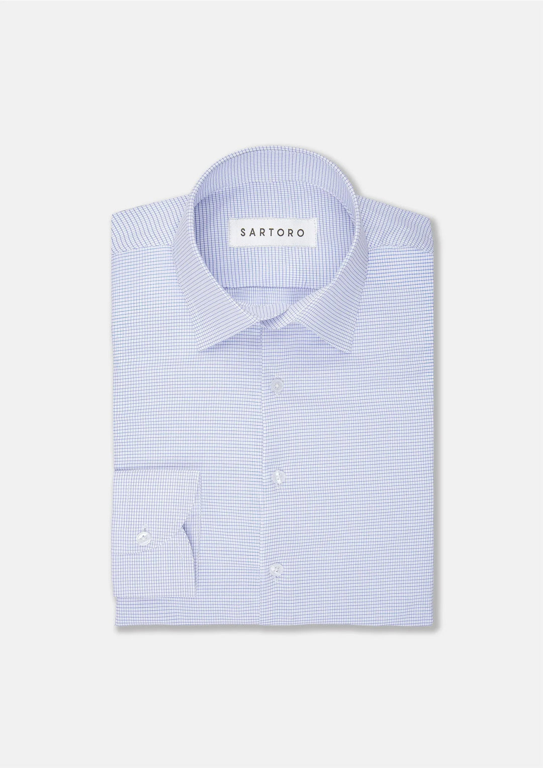 Blue Micro - check Ultrasoft Bamboo Shirt - SARTORO