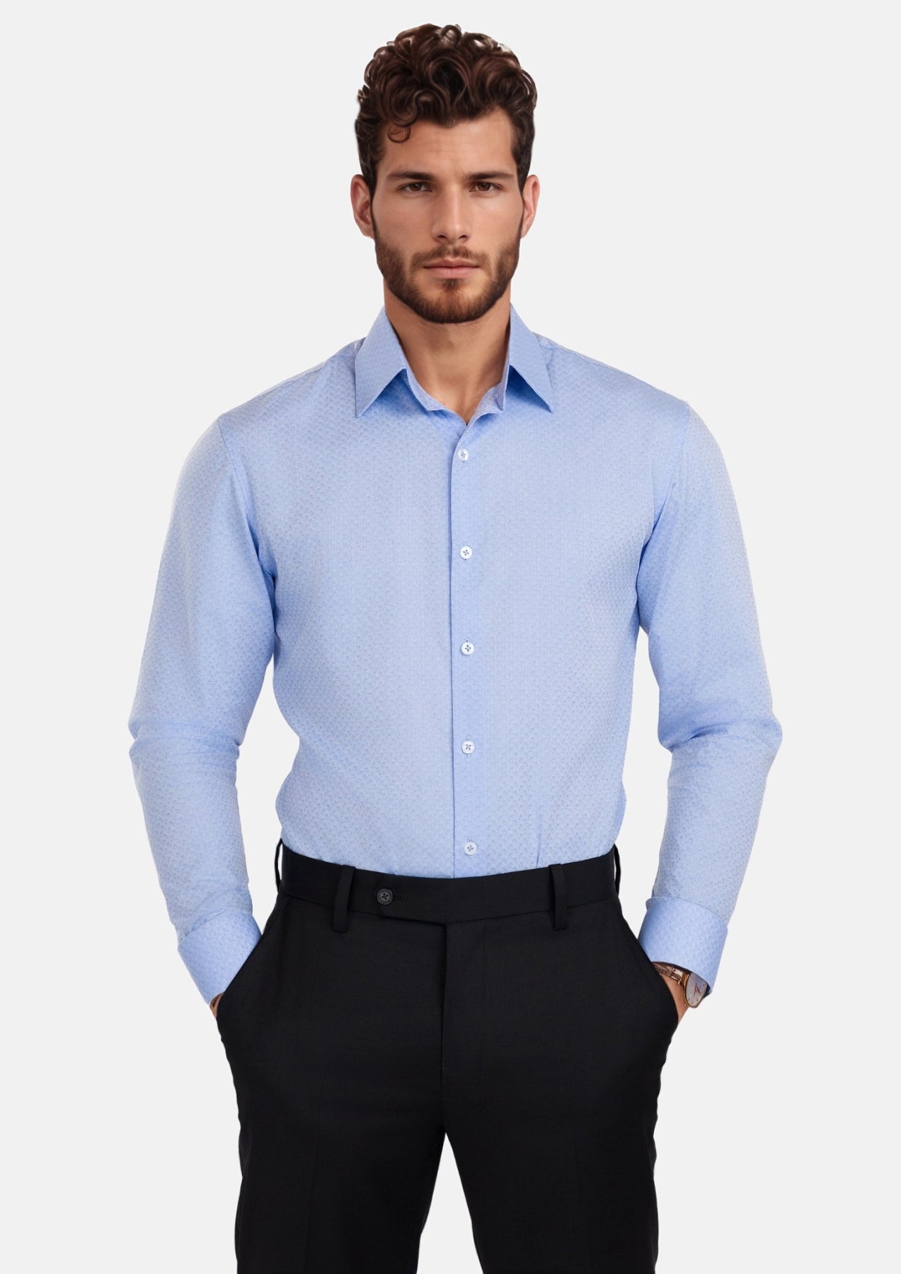 Blue Microfloral Shirt - SARTORO272