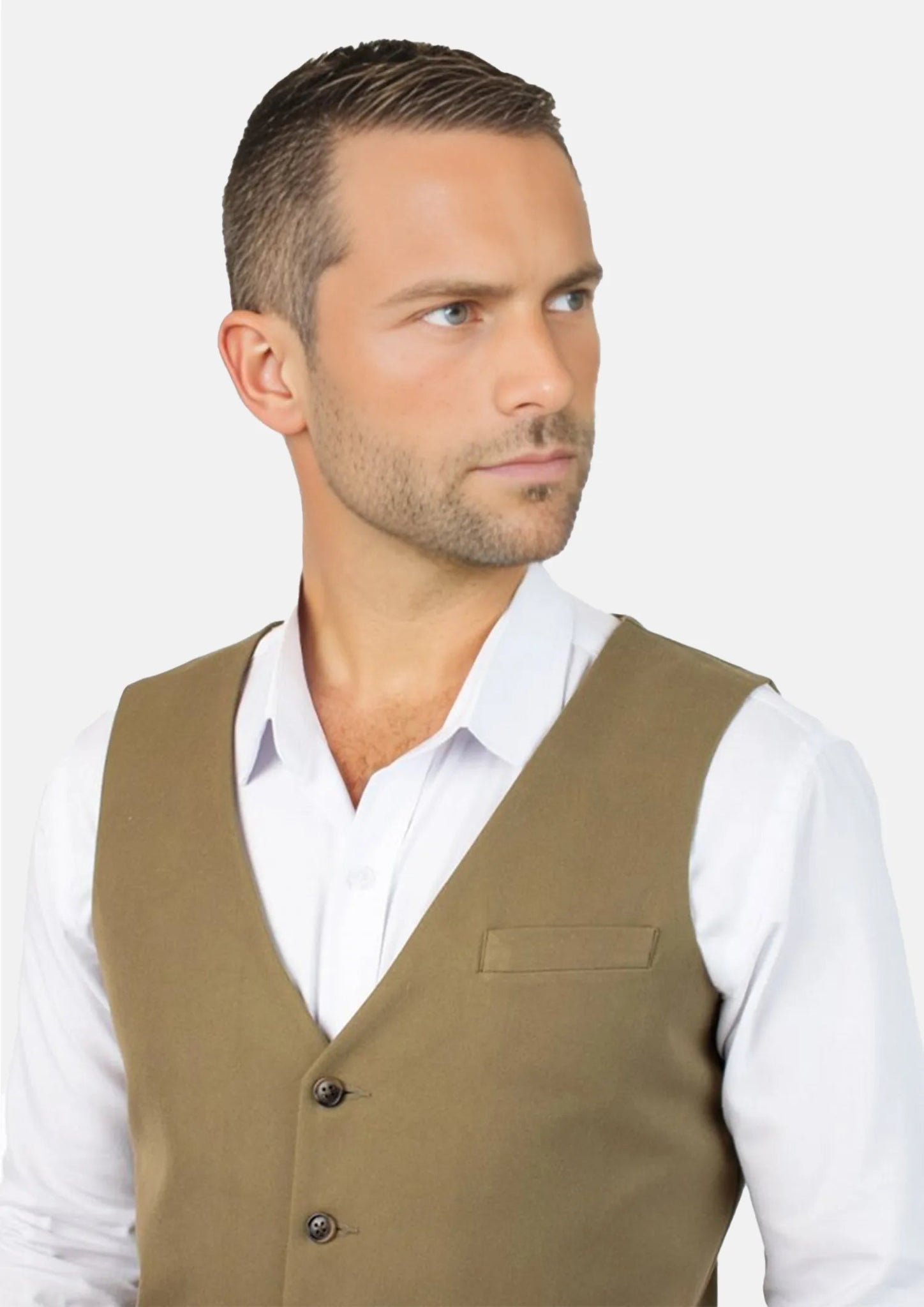 British Khaki Cotton Vest - SARTORO709