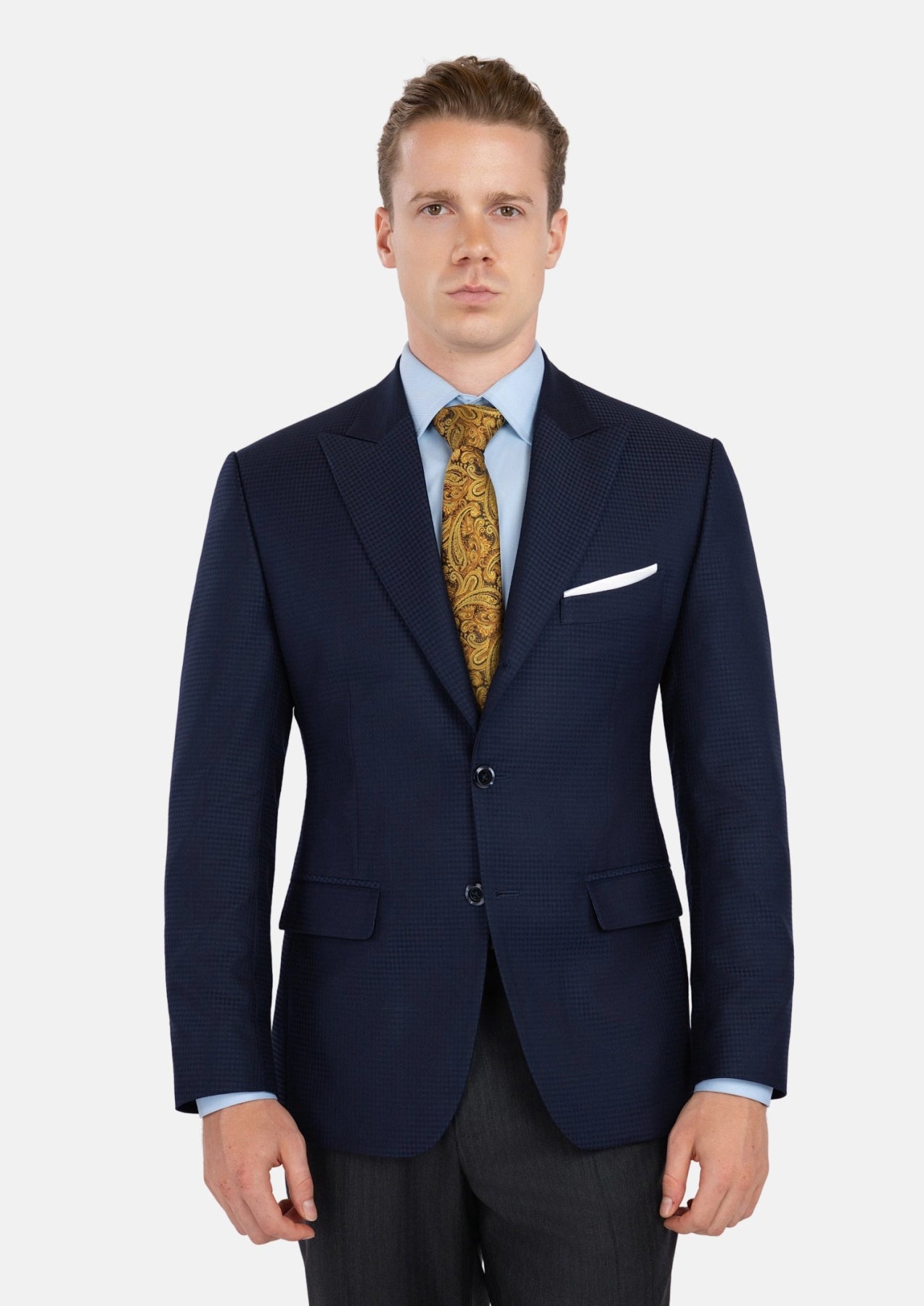 Broadway Navy Microcheck Jacket - SARTORO179