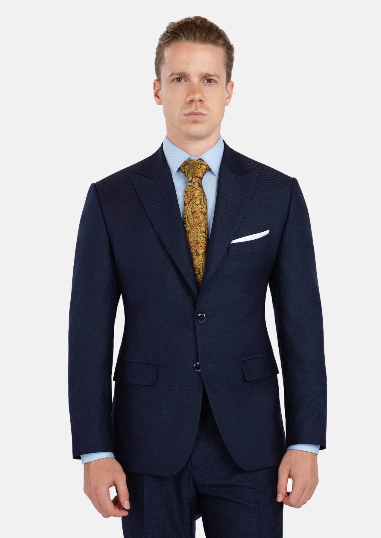 Men's Broadway Navy Microcheck Suit