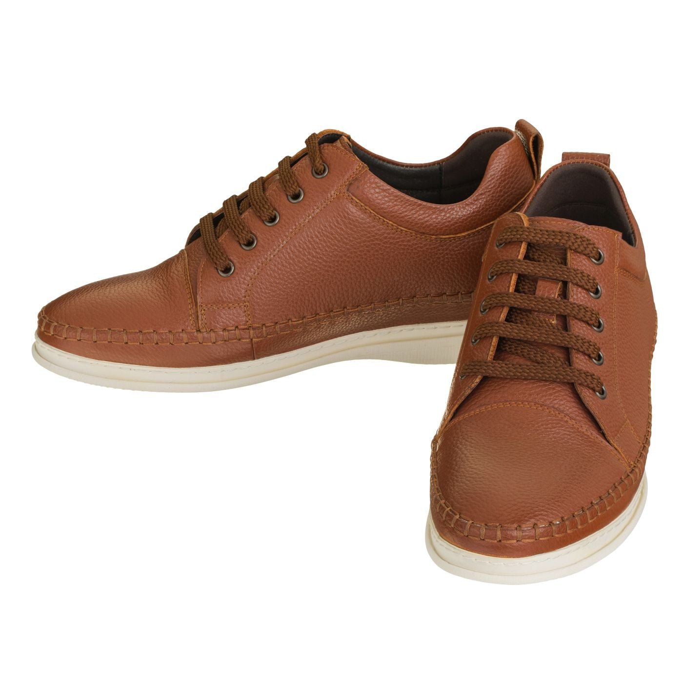 Brown Leather Elevator Sneakers - 3 Inches - SARTORO152