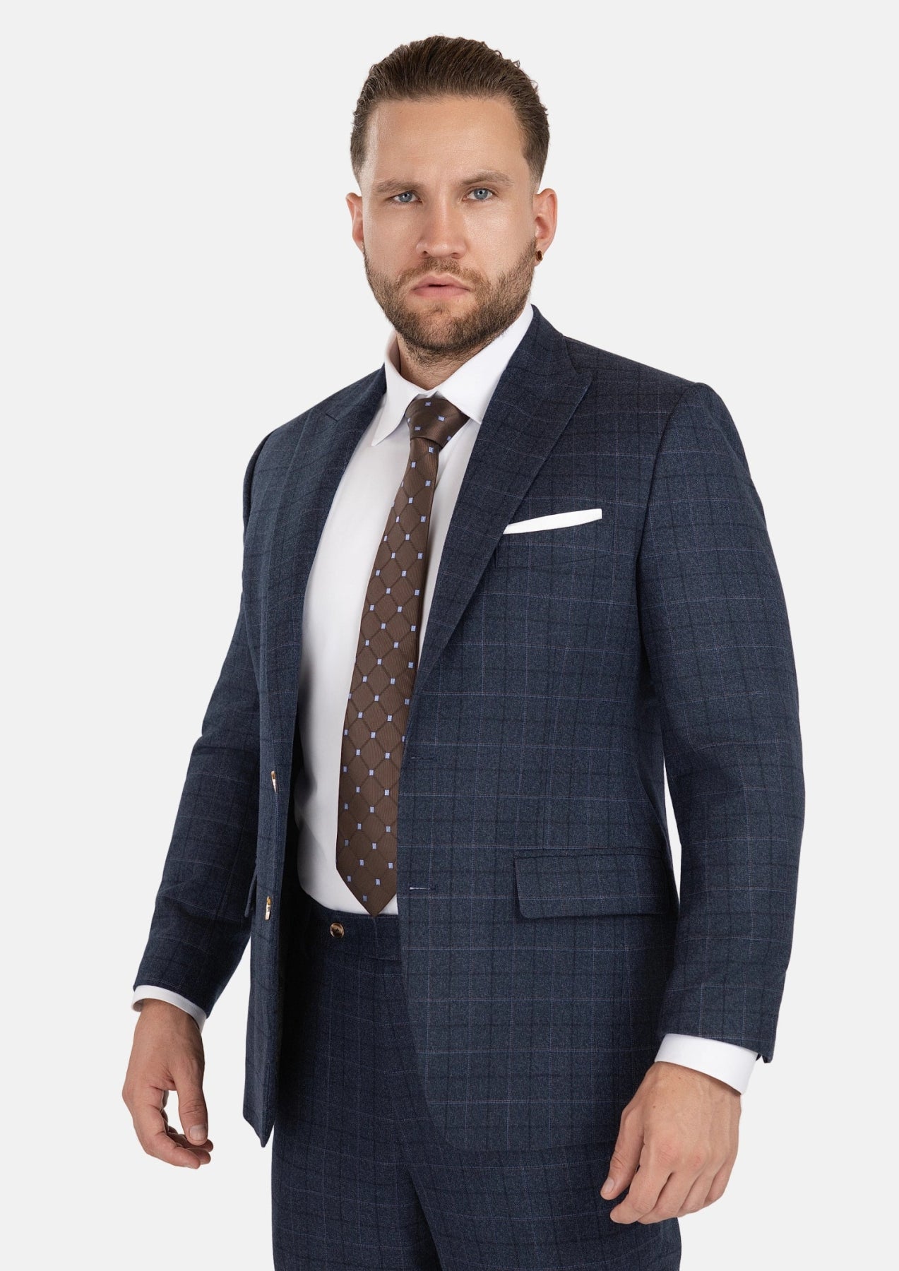 Bryant Charcoal Blue Check Flannel Suit - SARTORO