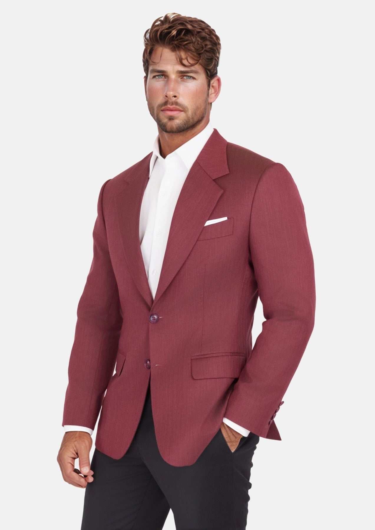 Burgundy Herringbone Ellis Jacket - SARTORO