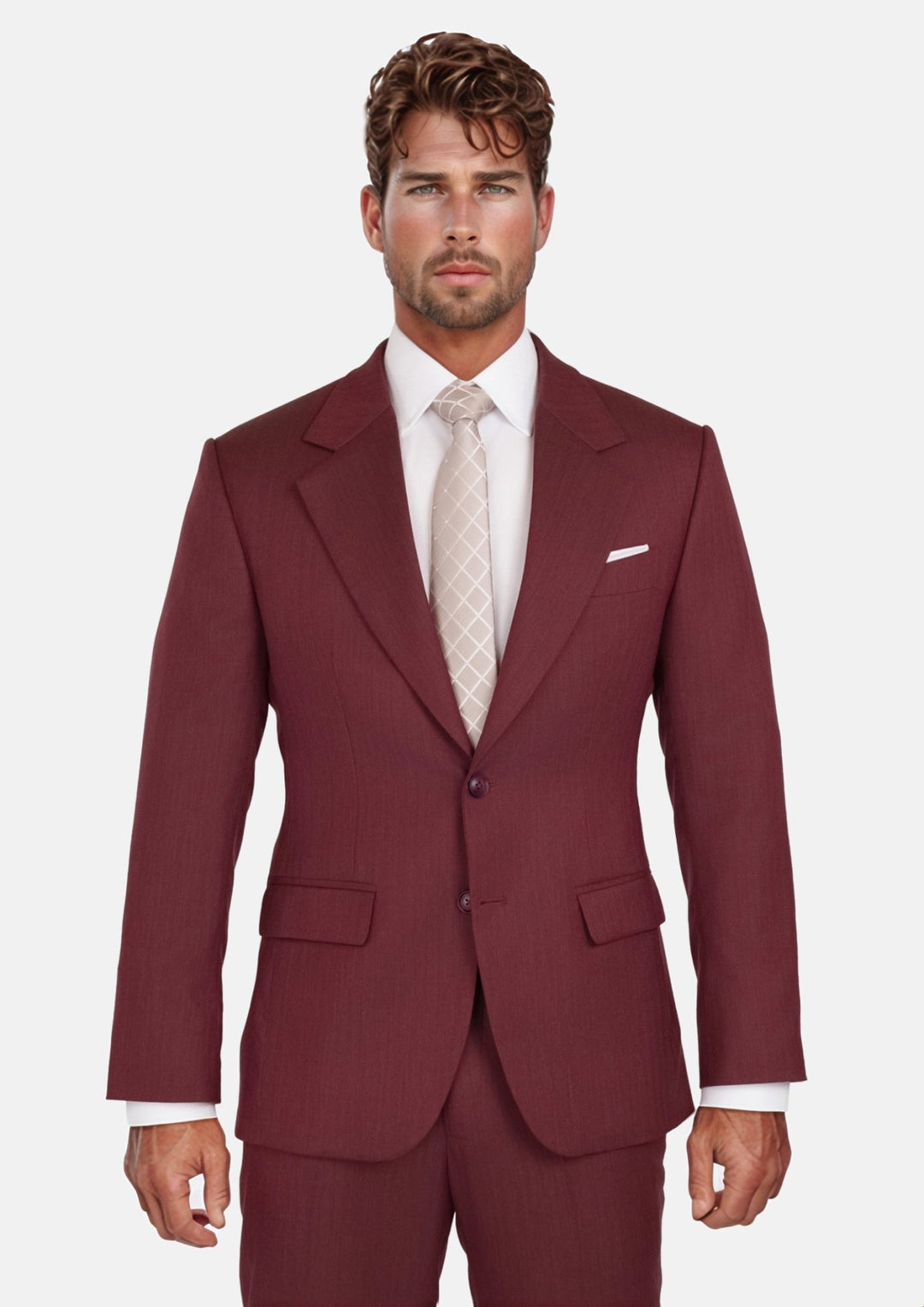 Burgundy Herringbone Ellis Suit - SARTORO