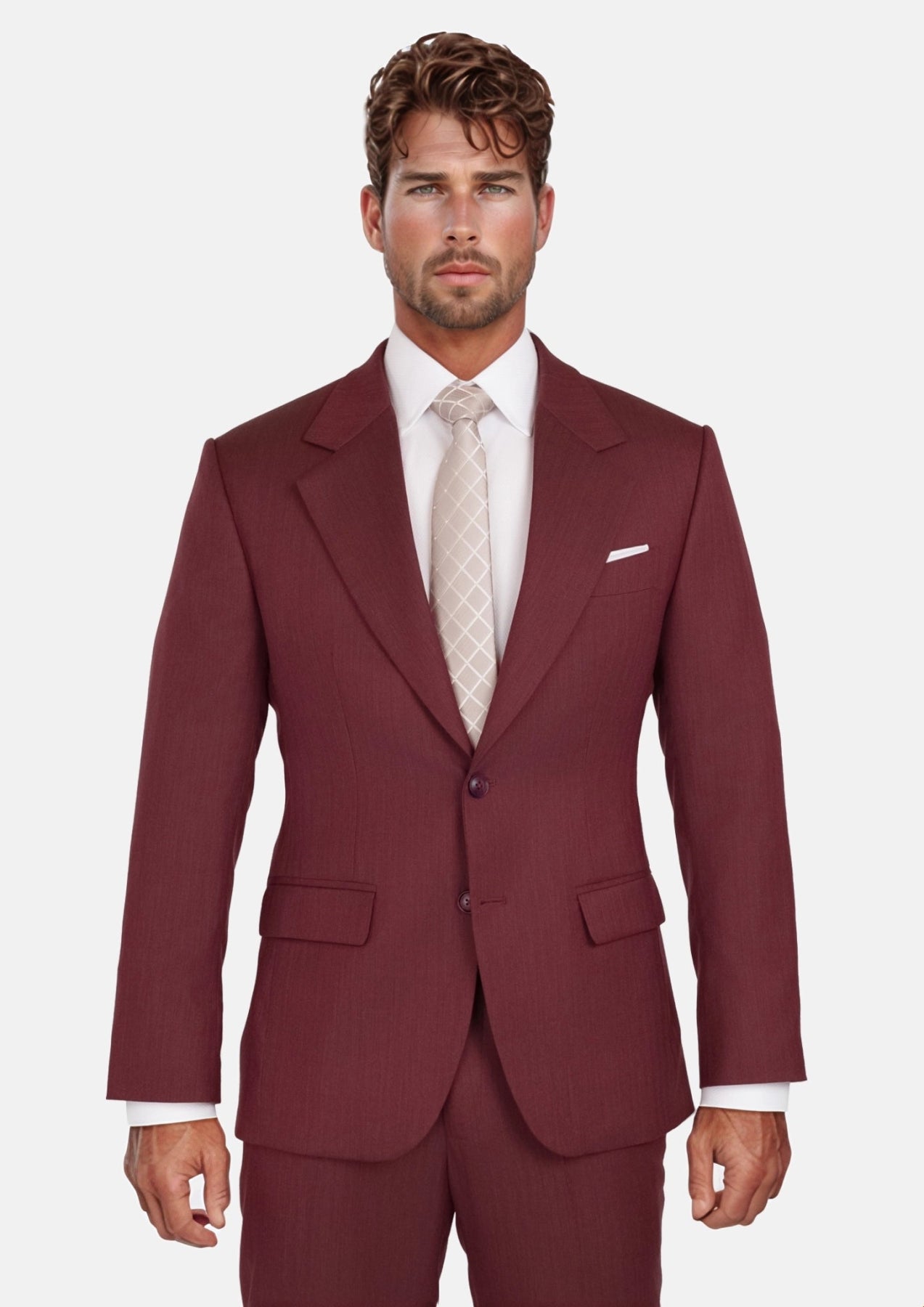 Burgundy Herringbone Ellis Suit
