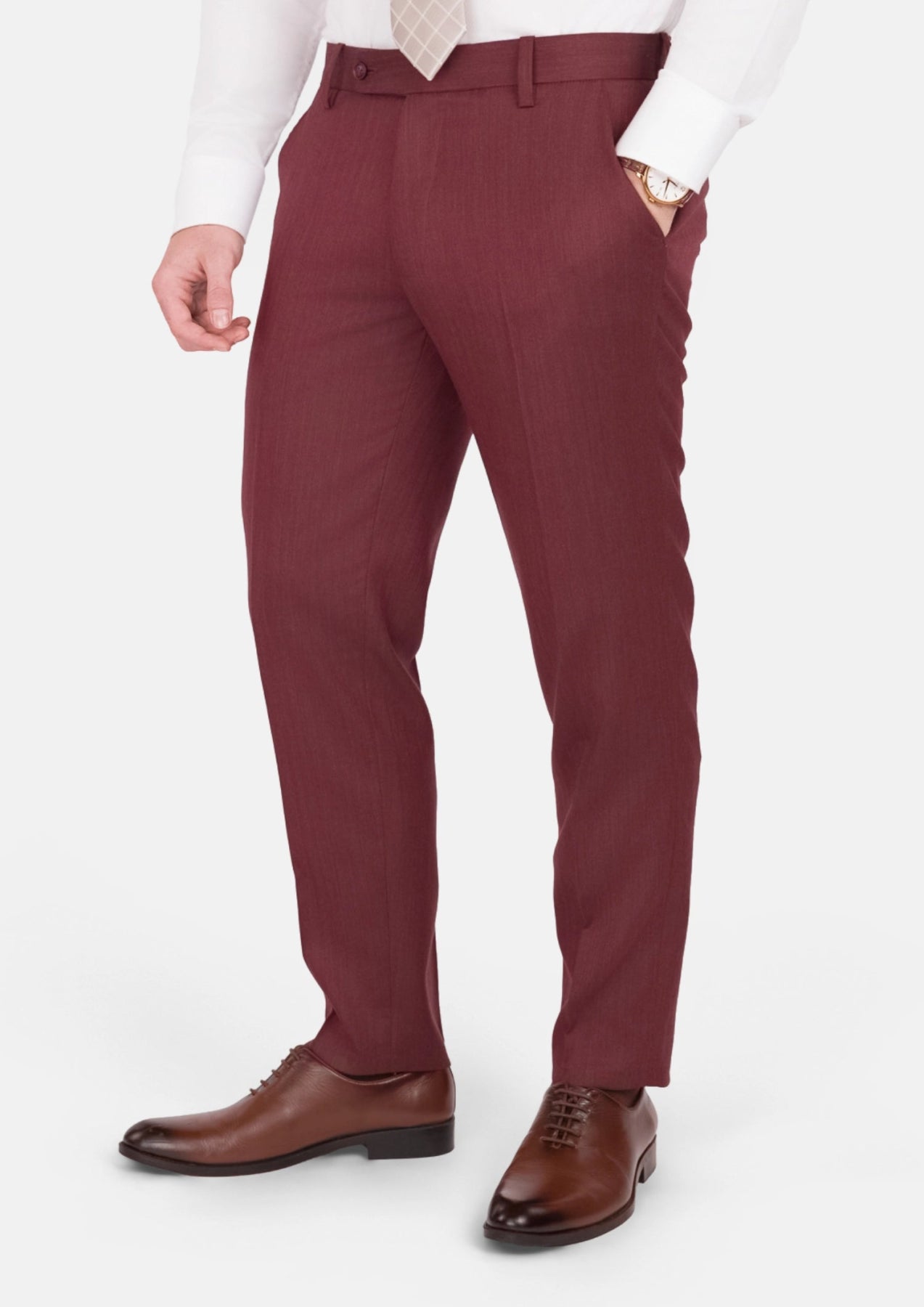 Burgundy Herringbone Pants - SARTORO