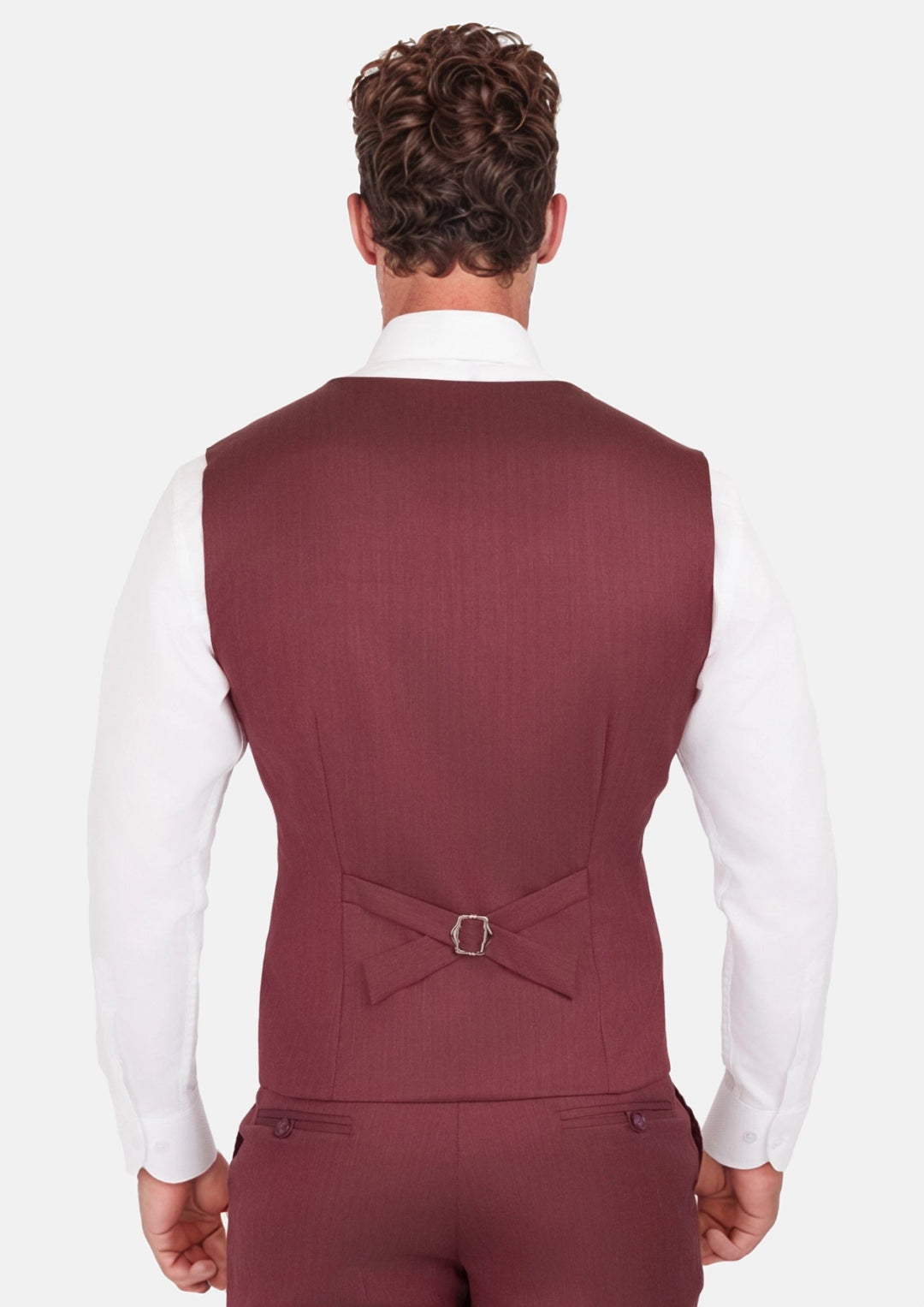 Burgundy Herringbone Vest - SARTORO
