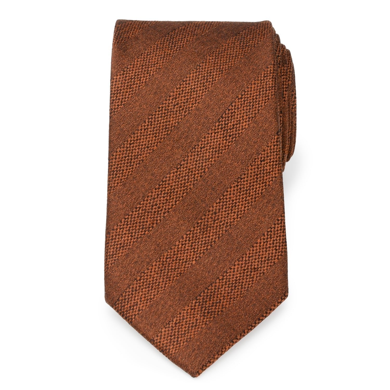 Burnt Sienna Tweed Striped Linen Men's Tie - SARTORO923
