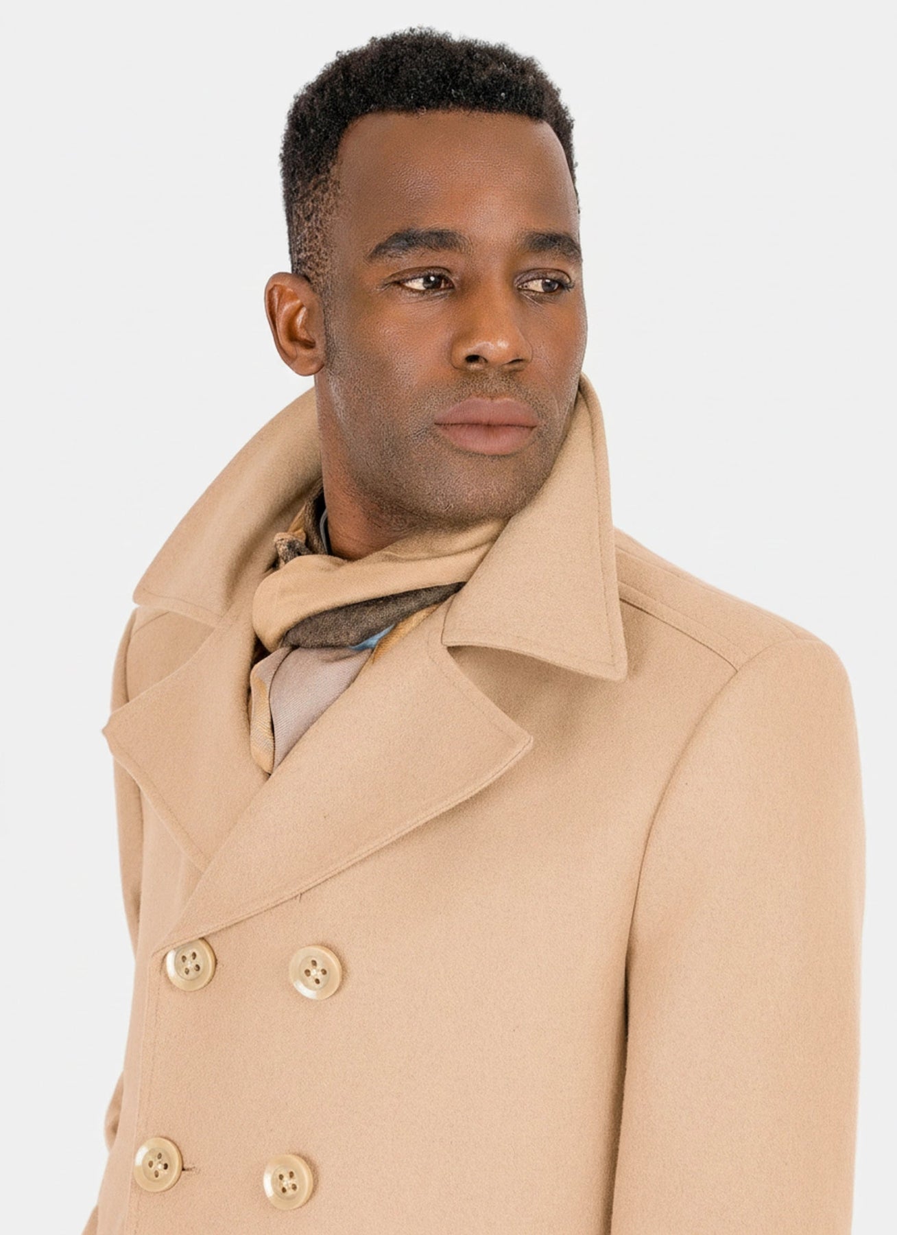 Camel Wool Peacoat - SARTORO596