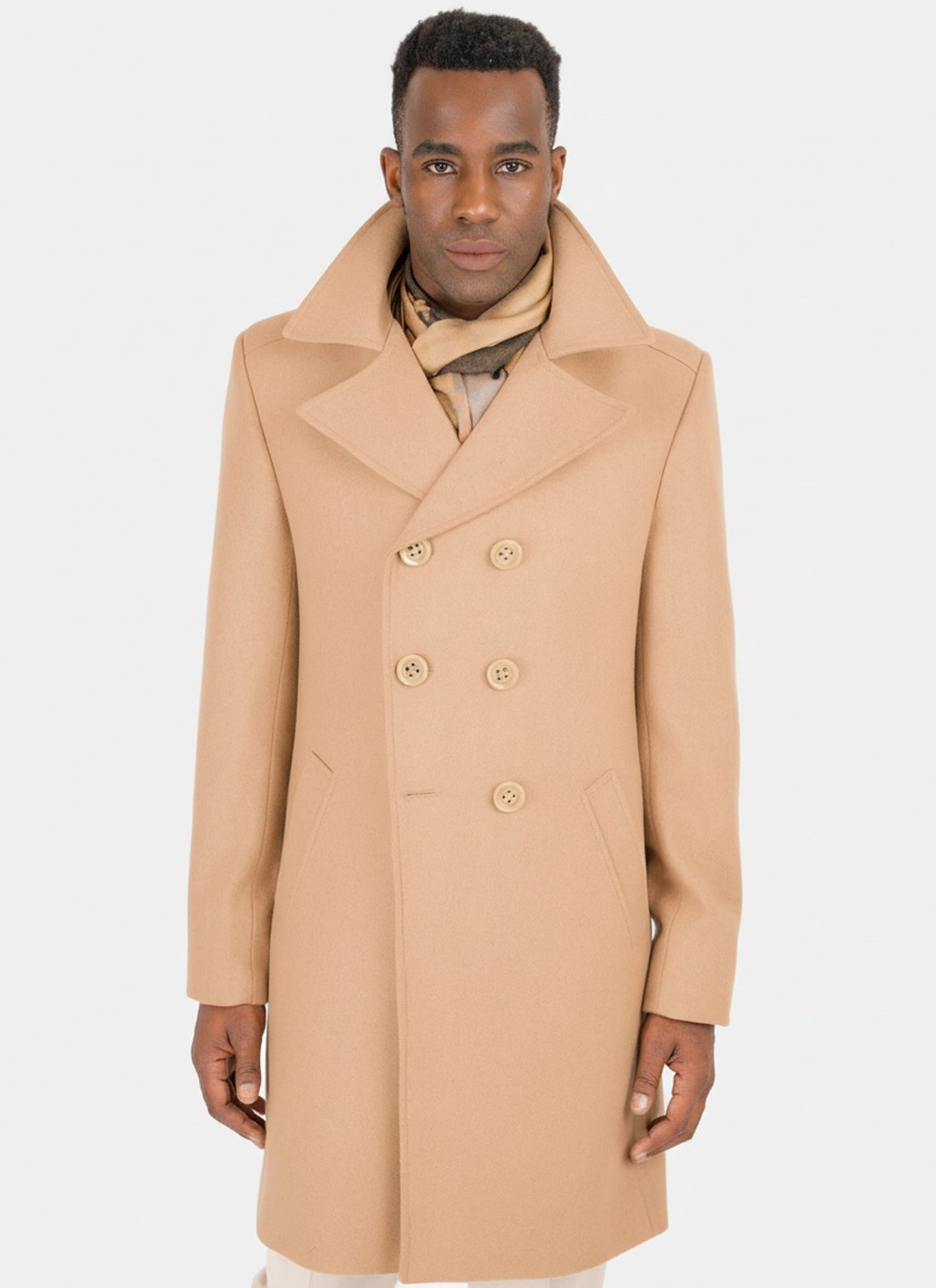 Camel Wool Peacoat - SARTORO405