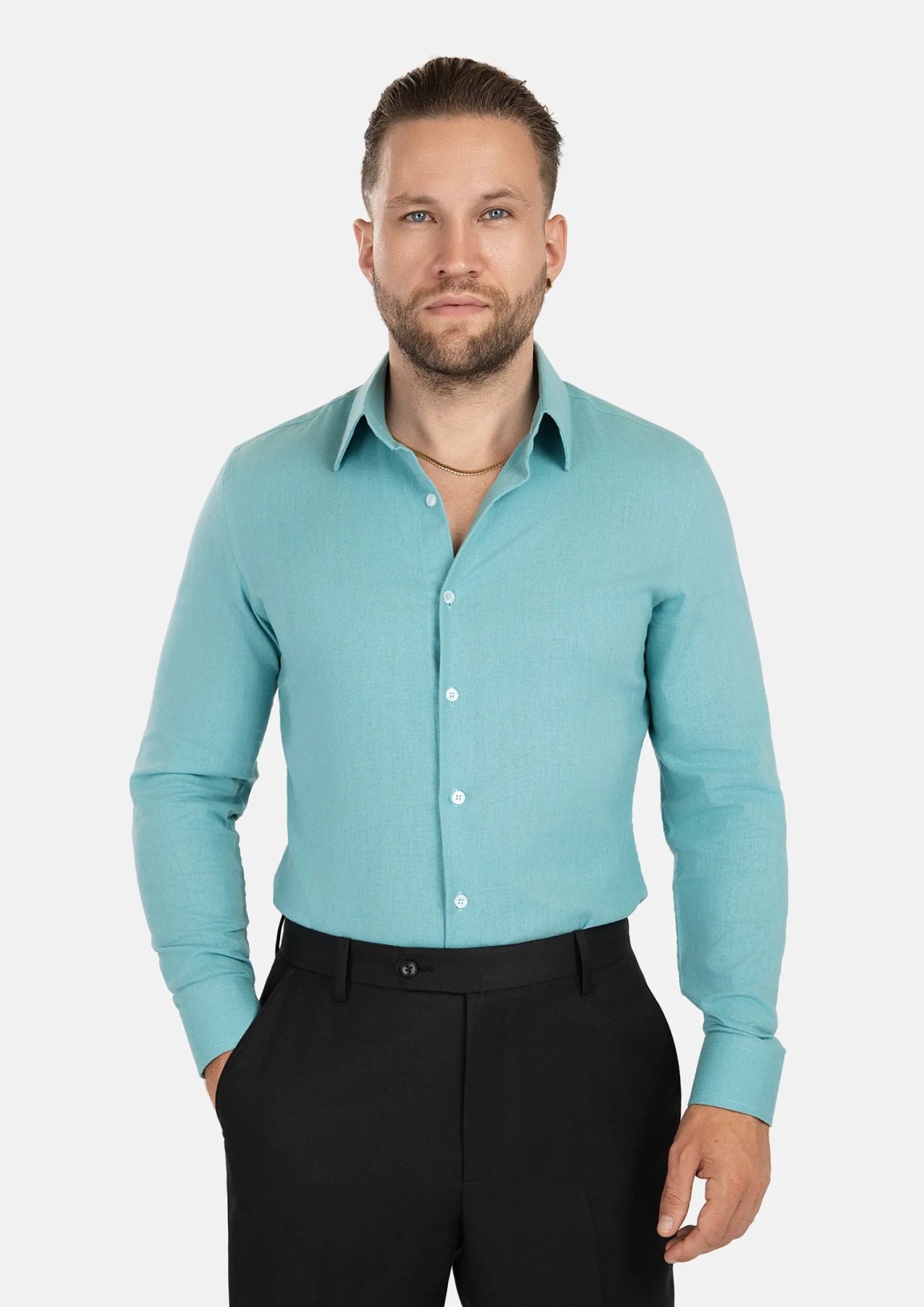 Capri Blue Linen Shirt - SARTORO470