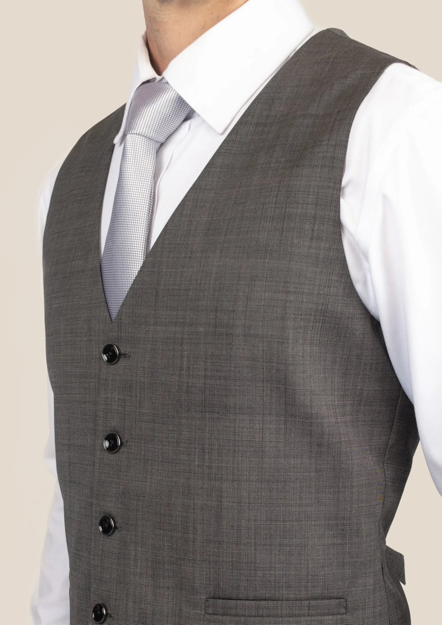Carbon Grey Pindot Vest - SARTORO460