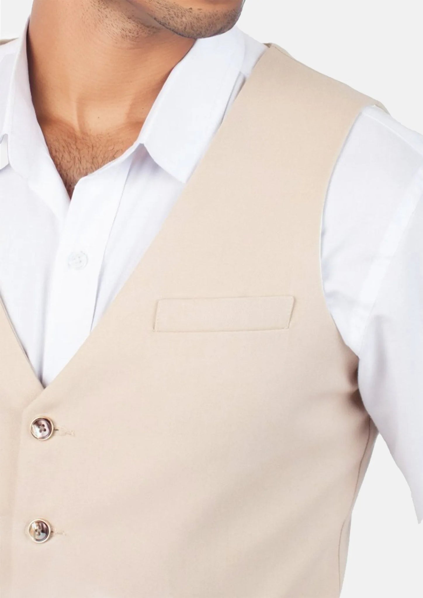 Champagne Cotton Vest - SARTORO784
