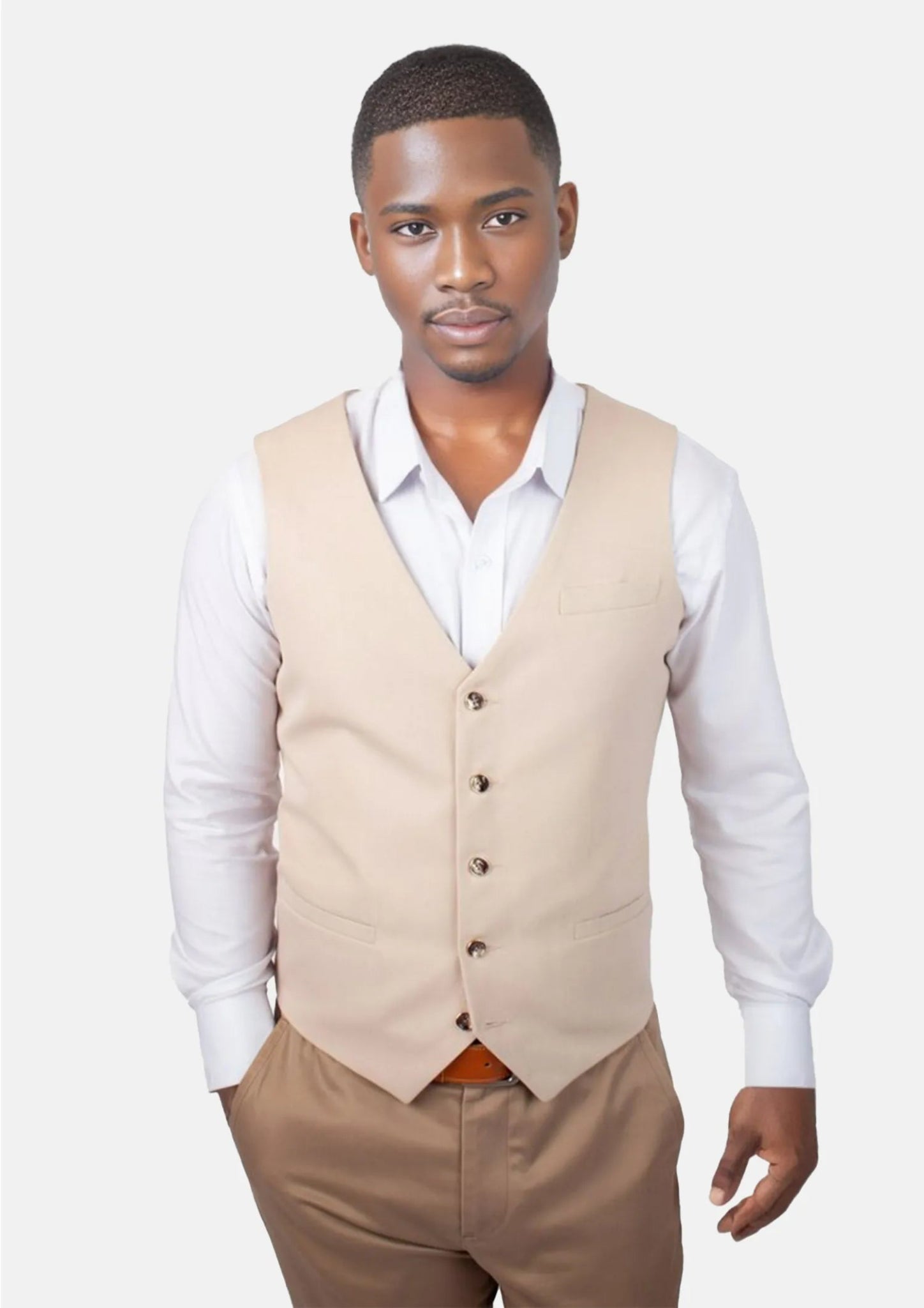 Champagne Cotton Vest - SARTORO251