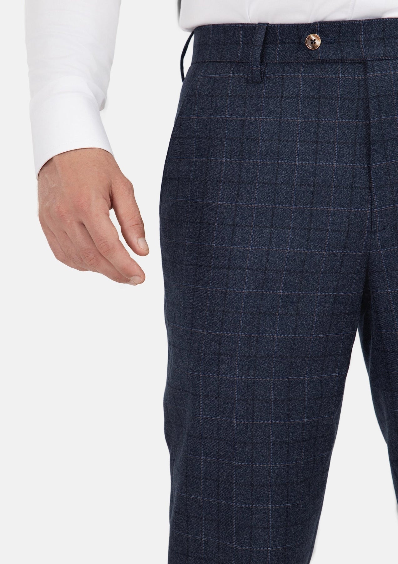 Charcoal Blue Check Flannel Pants - SARTORO725