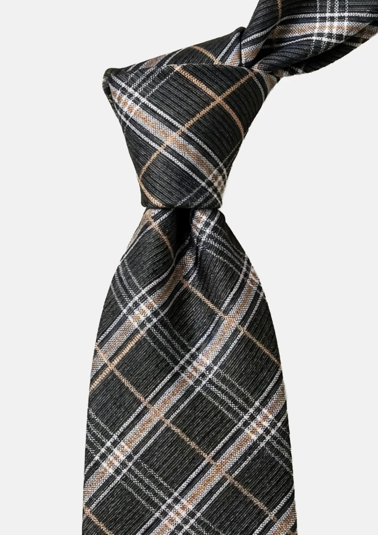 Charcoal Camel Plaid Tie - SARTORO317