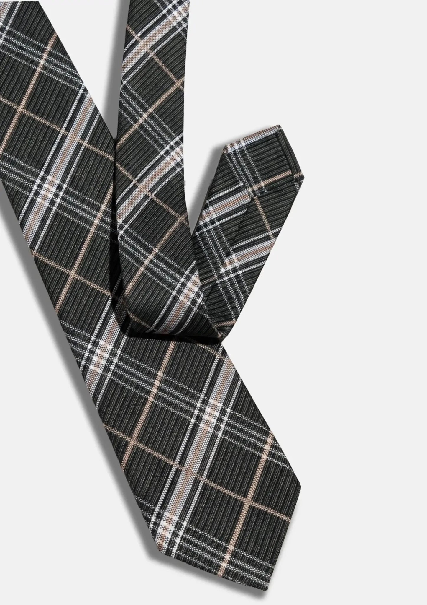 Charcoal Camel Plaid Tie4