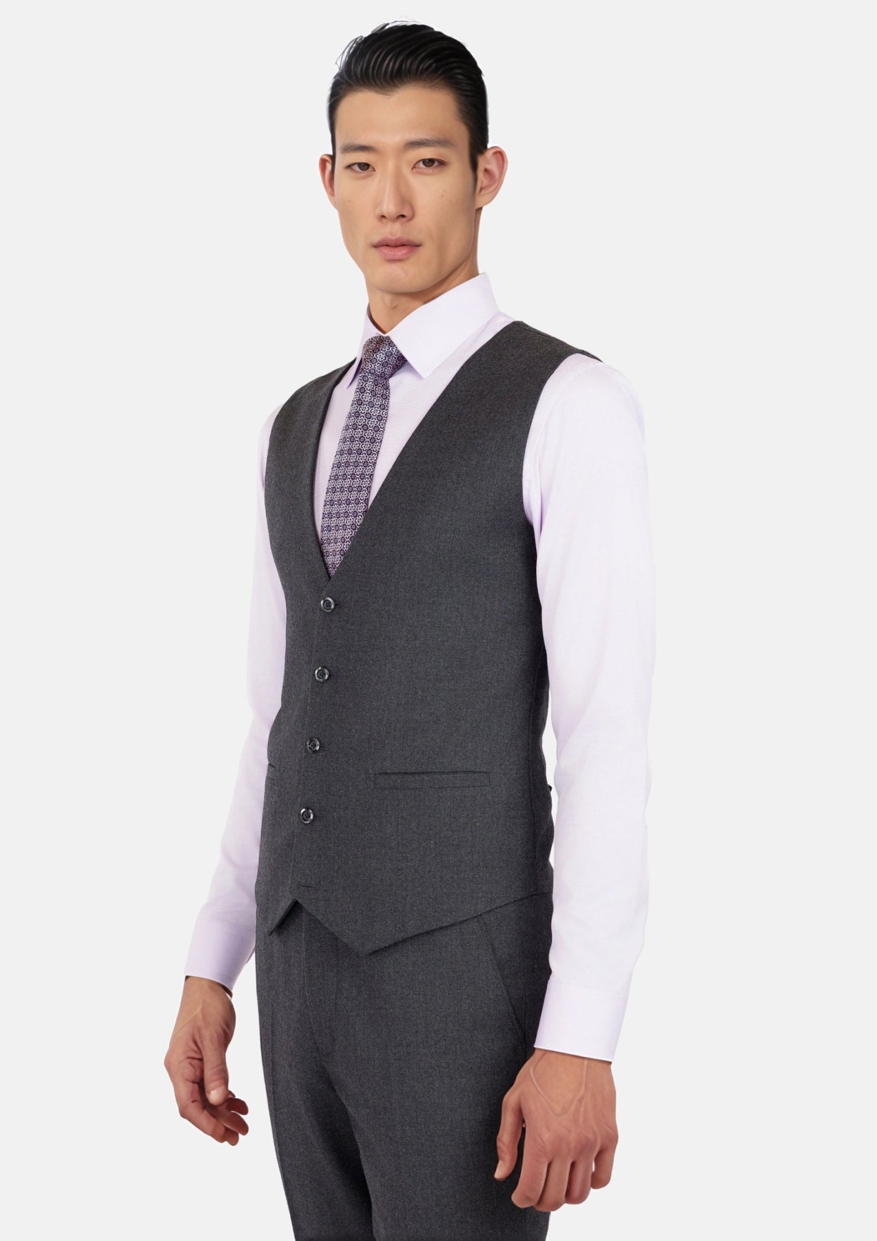 Charcoal Flannel Vest - SARTORO587
