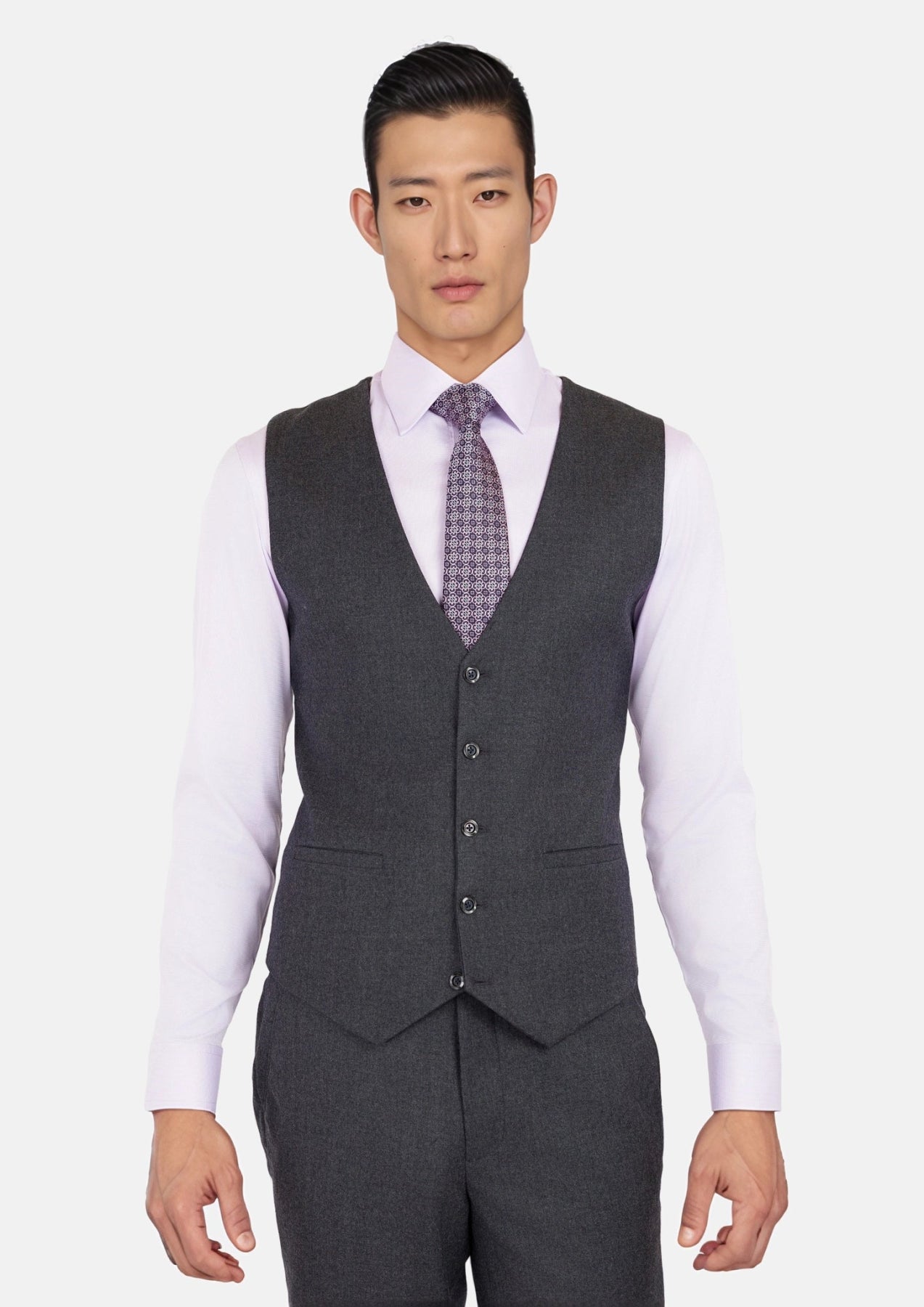 Charcoal Flannel Vest - SARTORO401