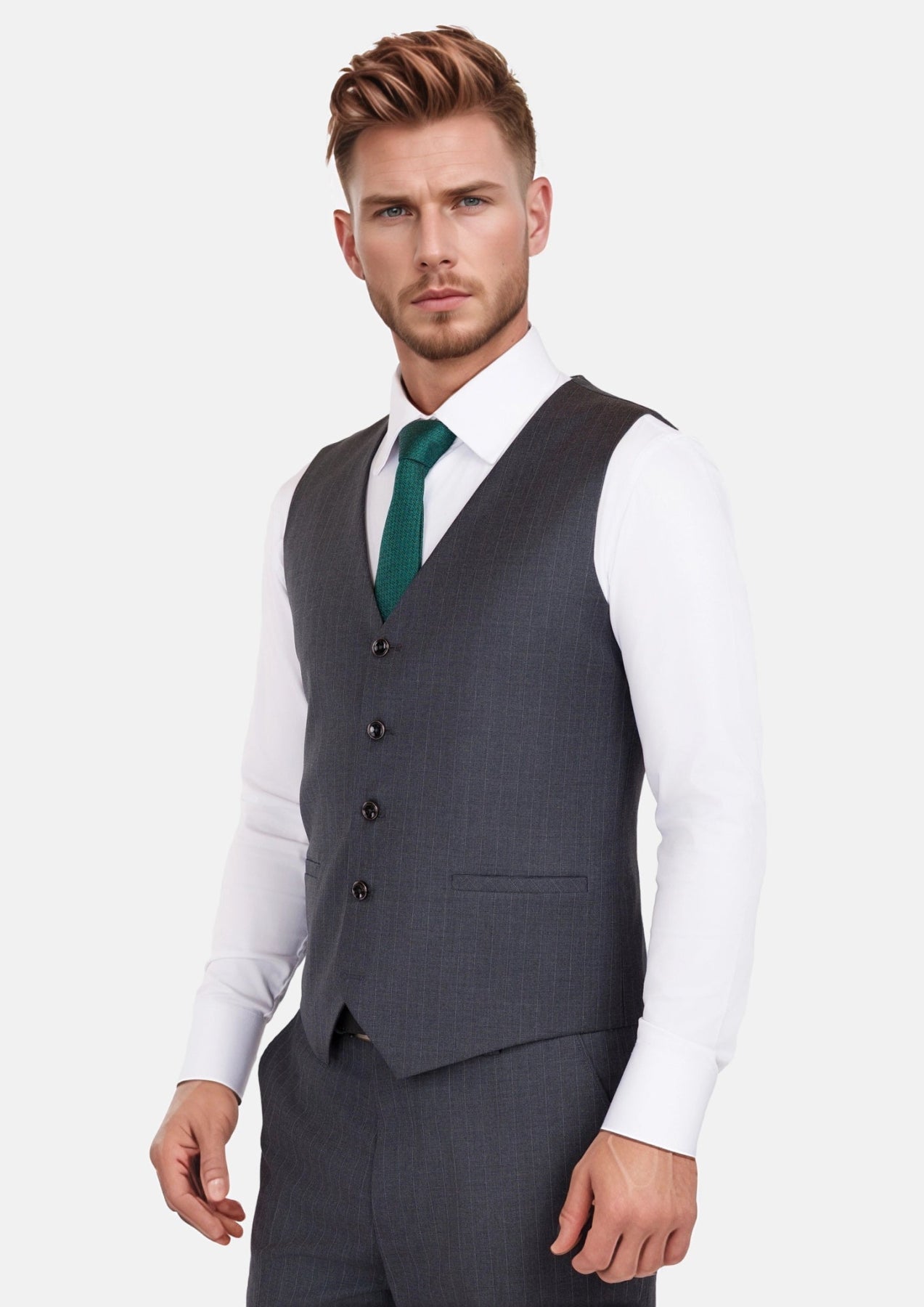 Charcoal Pinstripe Vest - SARTORO101