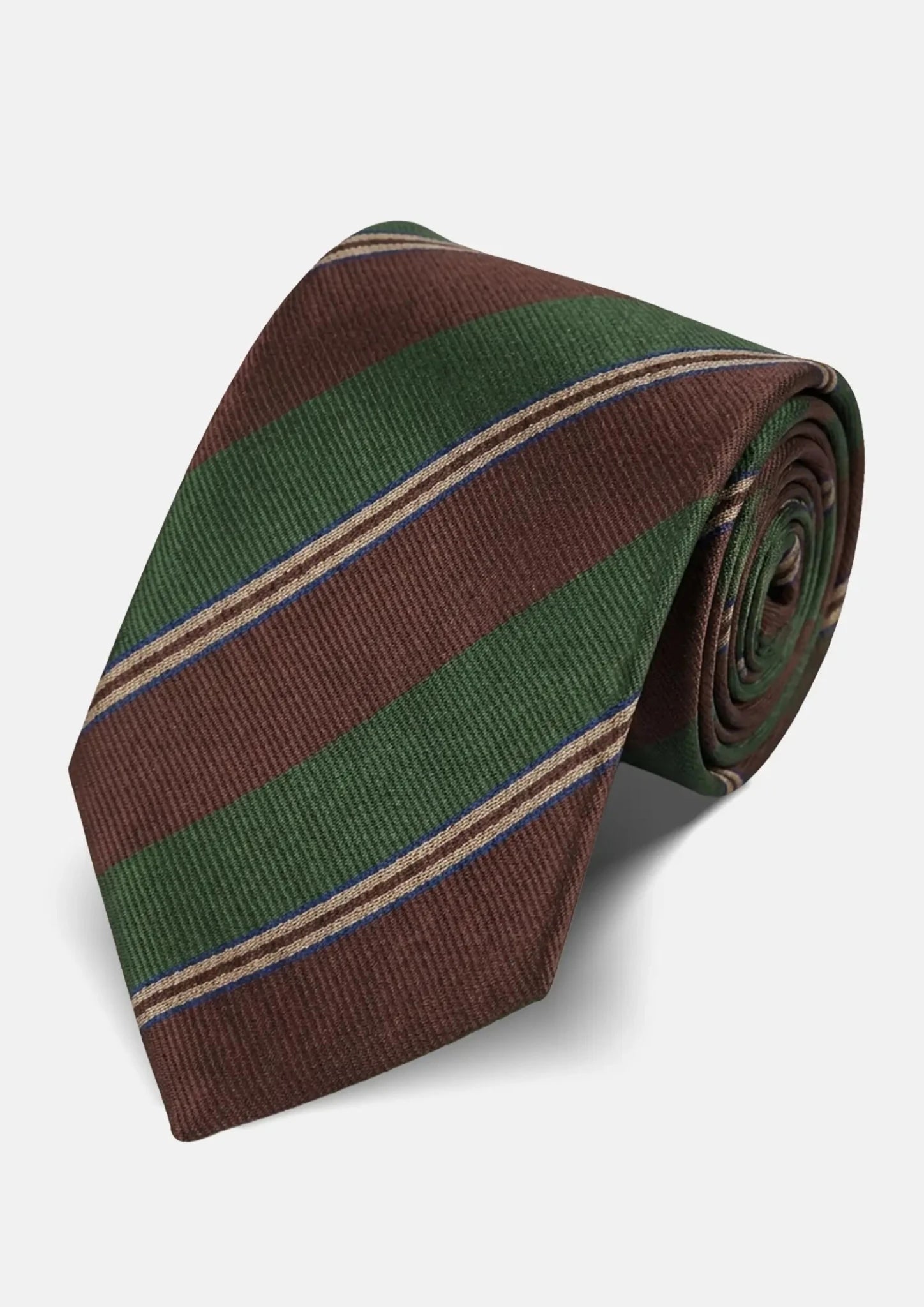 Chestnut Green Regimental Stripe Tie - SARTORO402