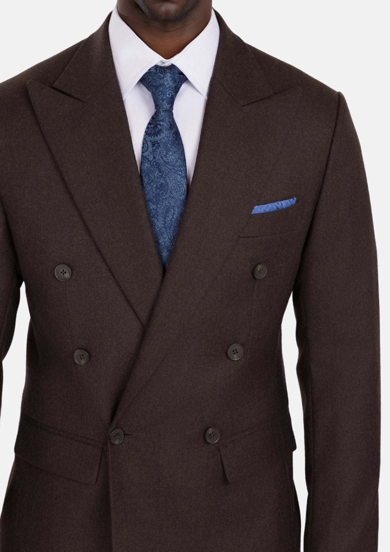 Chocolate Brown Flannel Rockafeller Suit - SARTORO443