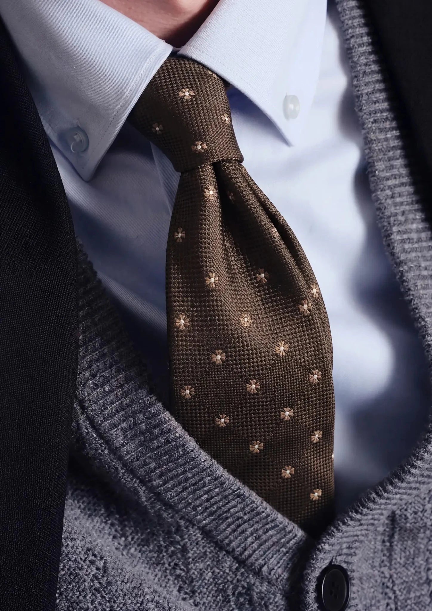 Classic Brown Patterned Tie - SARTORO275