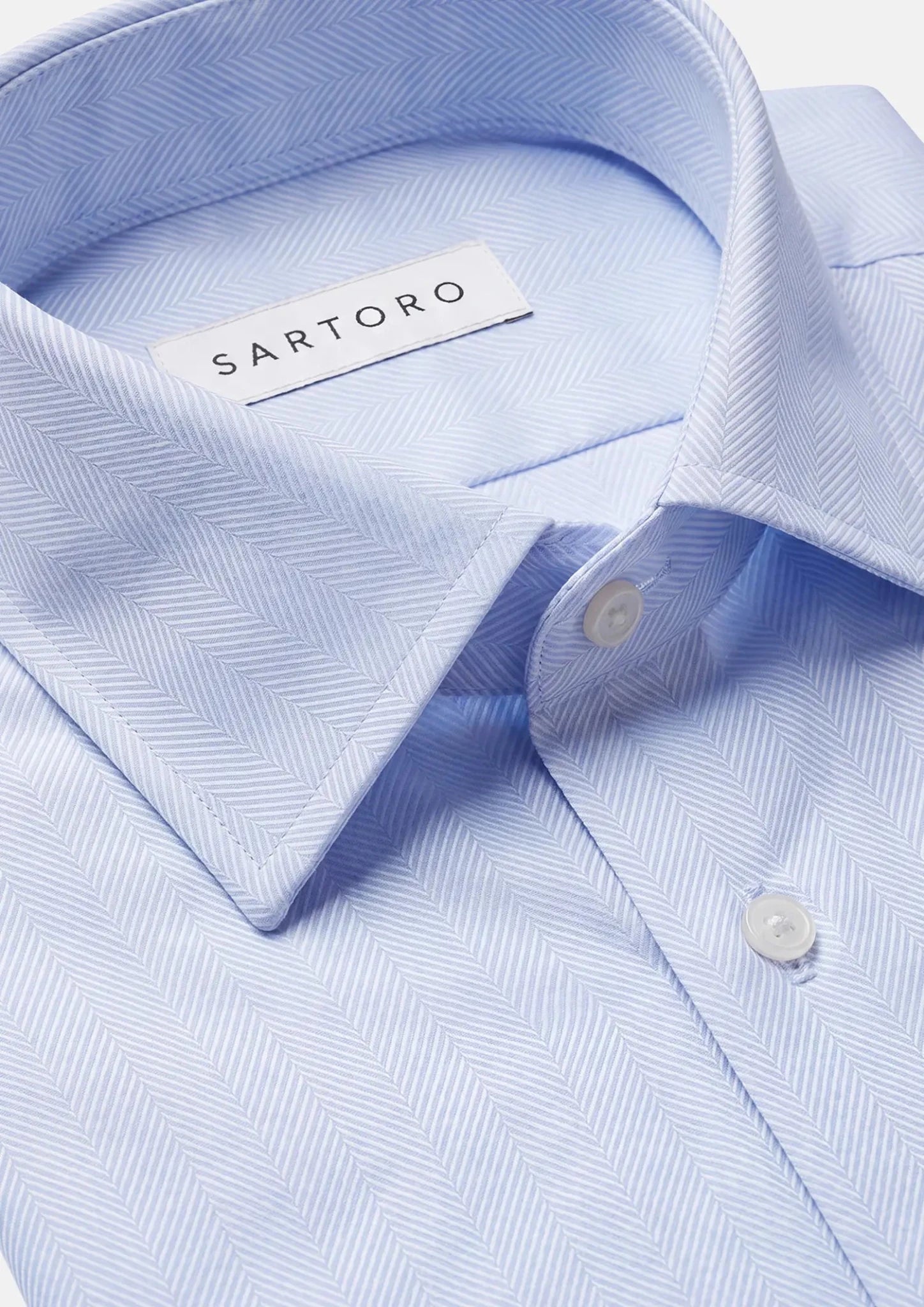 Cloud Blue Herringbone Shirt - SARTORO124