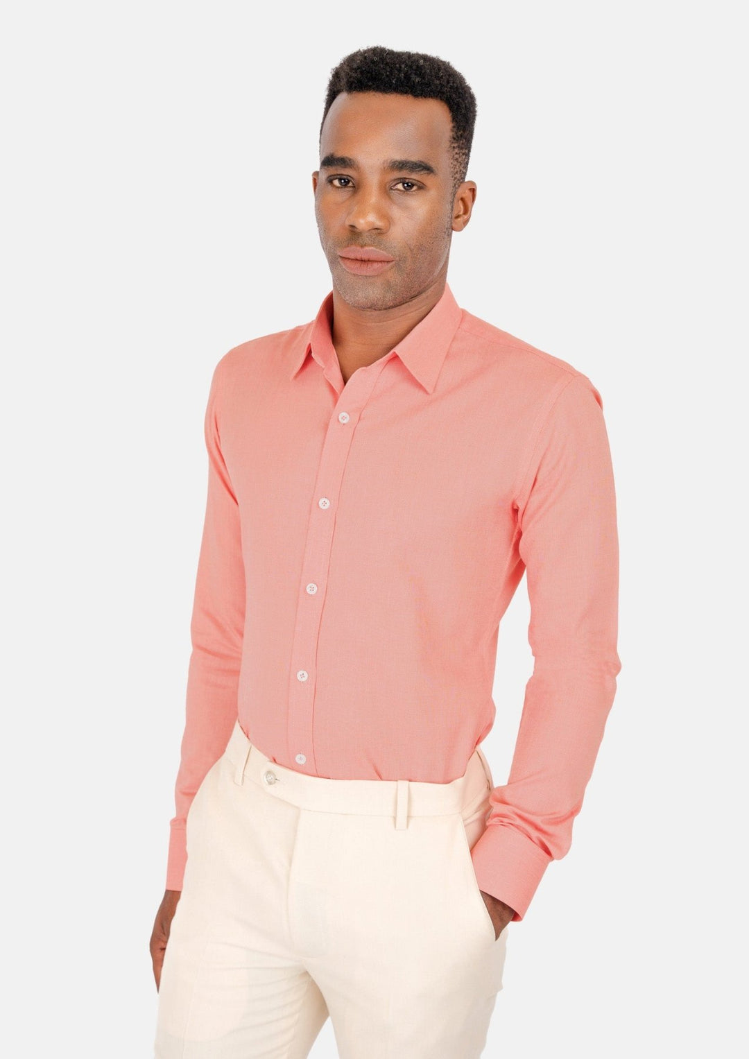 Coral Egyptian Cotton Broadcloth Shirt - SARTORO