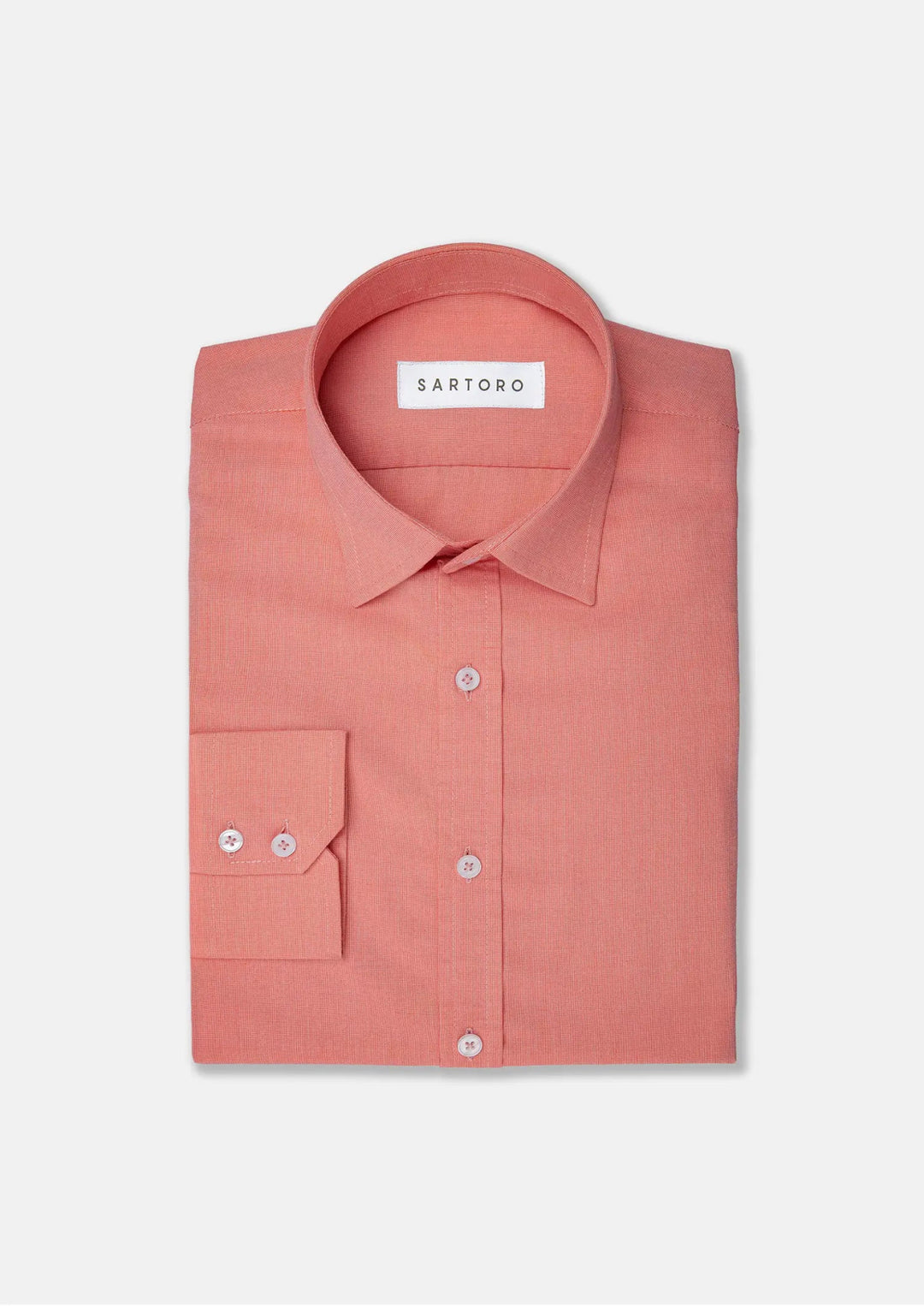 Coral Egyptian Cotton Broadcloth Shirt - SARTORO
