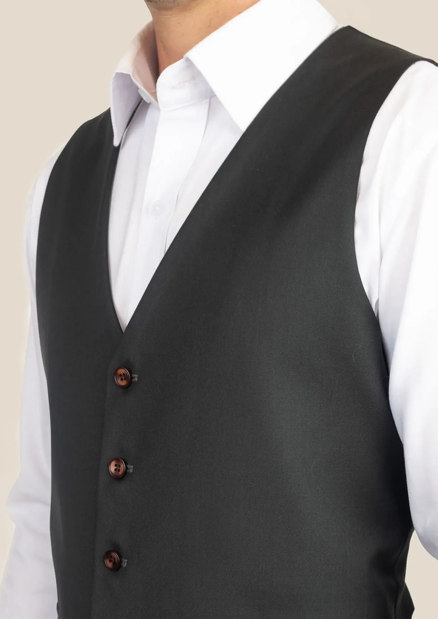 Dark Green Twill Vest - SARTORO390