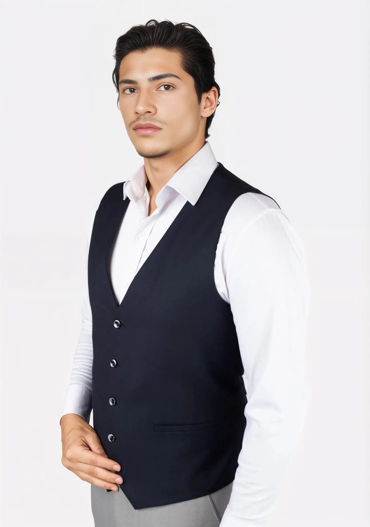 Dark Navy Twill Vest - SARTORO945