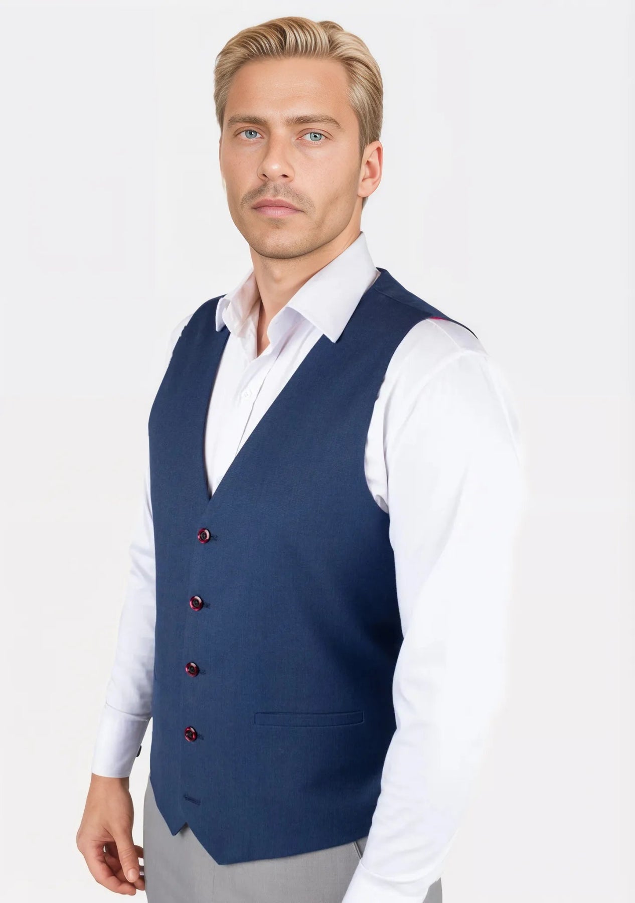 Deep Blue Crosshatch Vest - SARTORO471