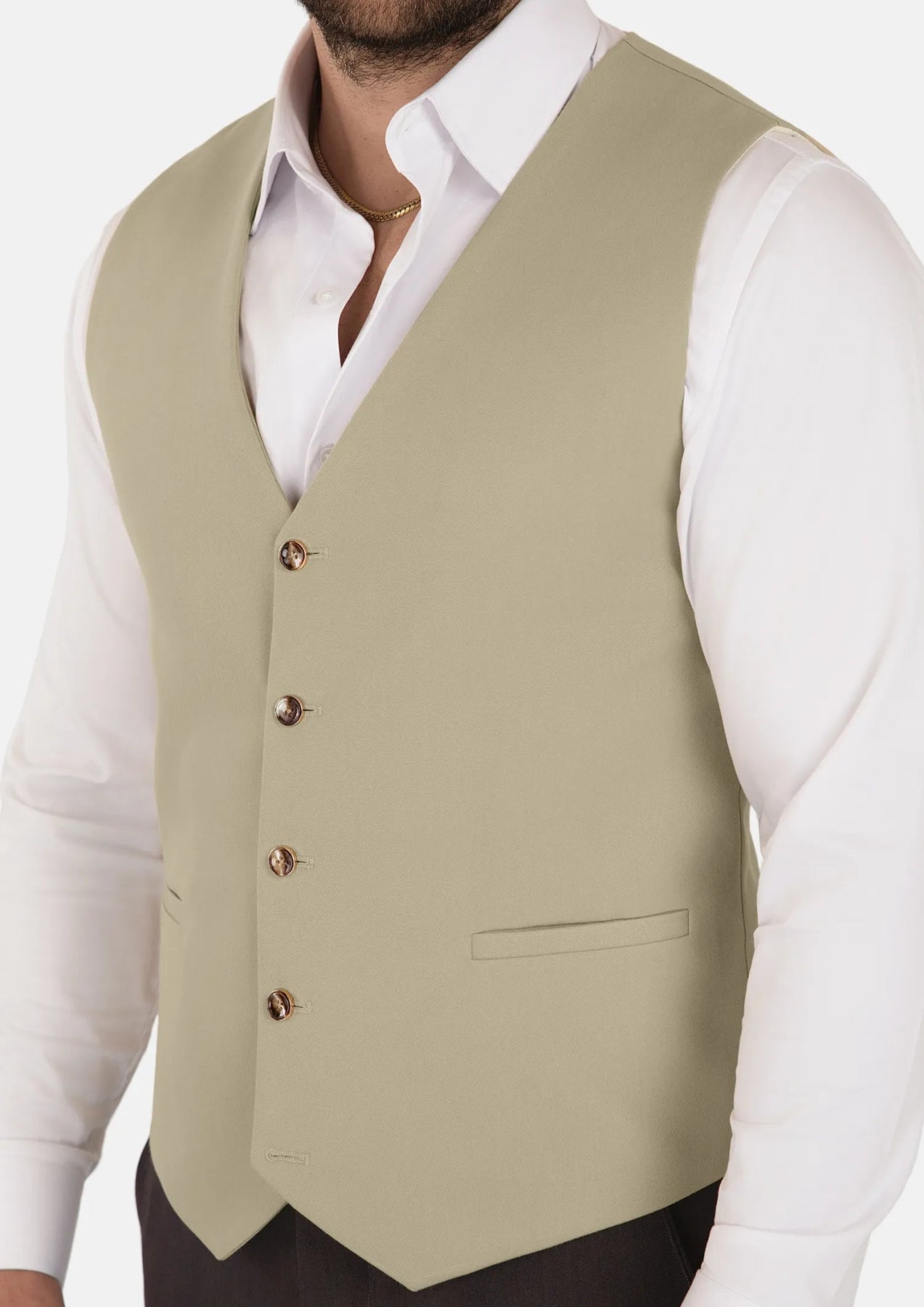 Dune Beige Cotton Vest - SARTORO796