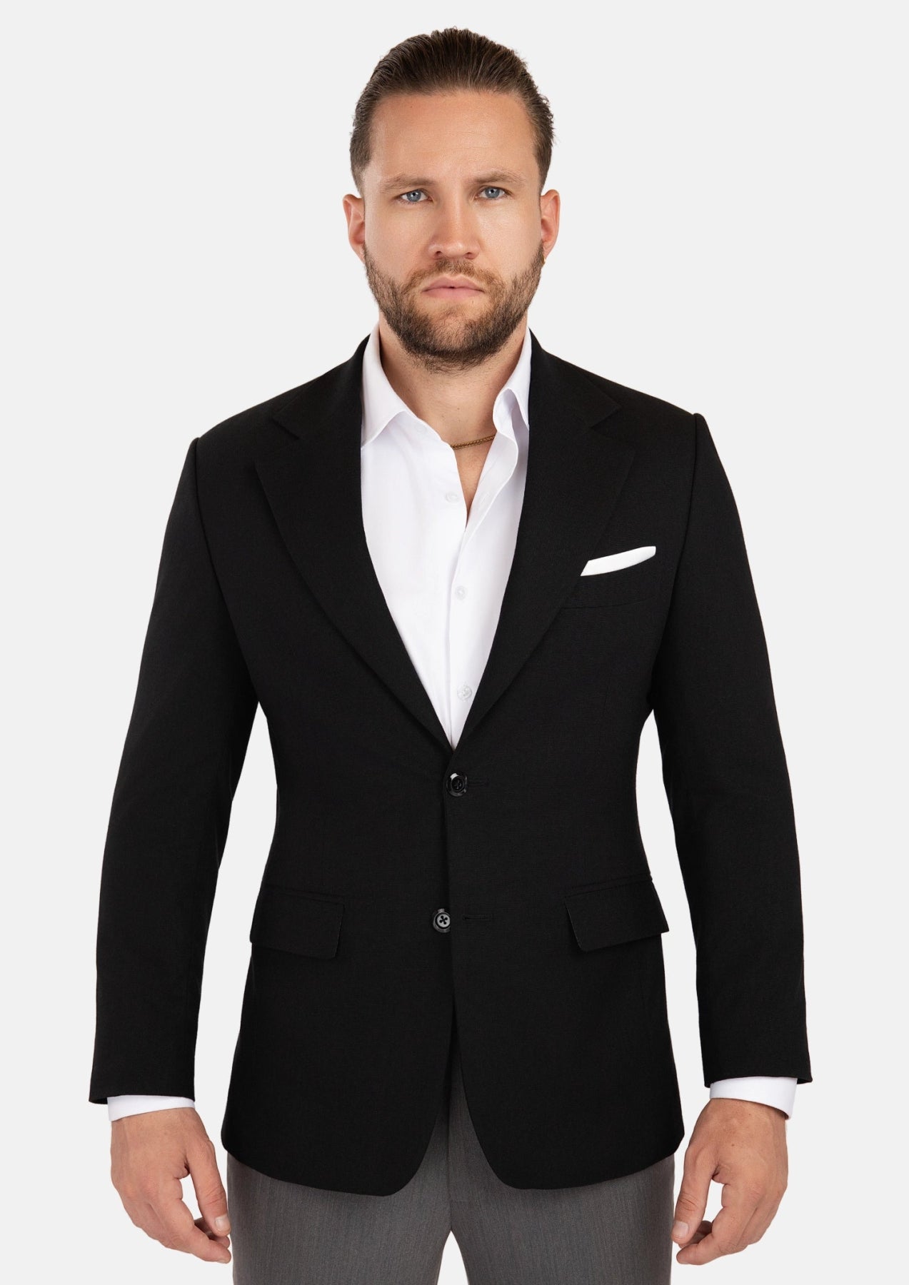 Ellis Black Linen Blend Jacket - SARTORO83