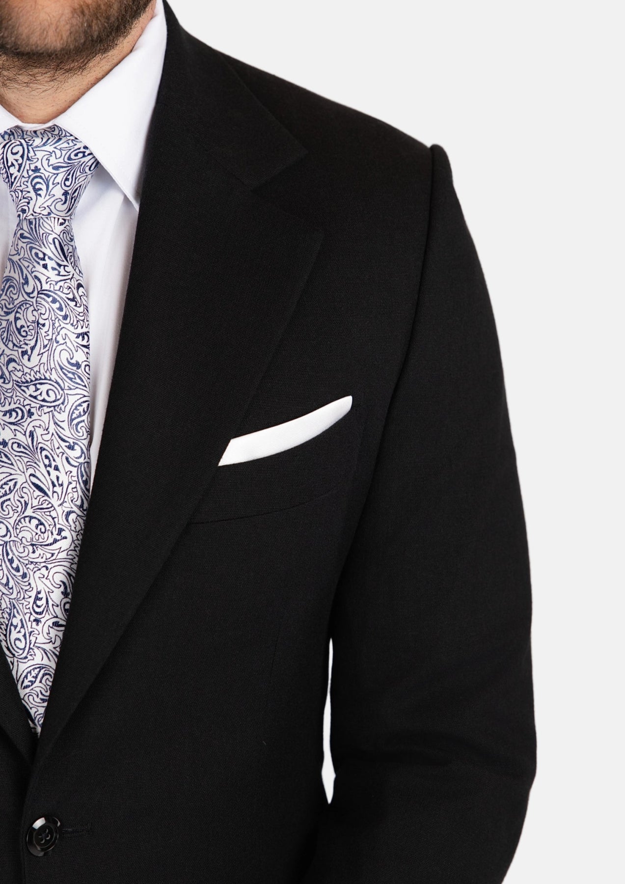 Ellis Black Linen Blend Suit - SARTORO931