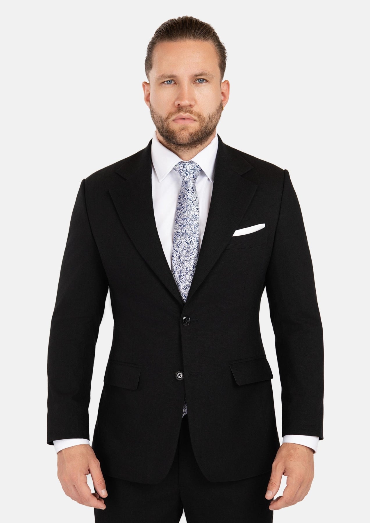 Ellis Black Linen Blend Suit74