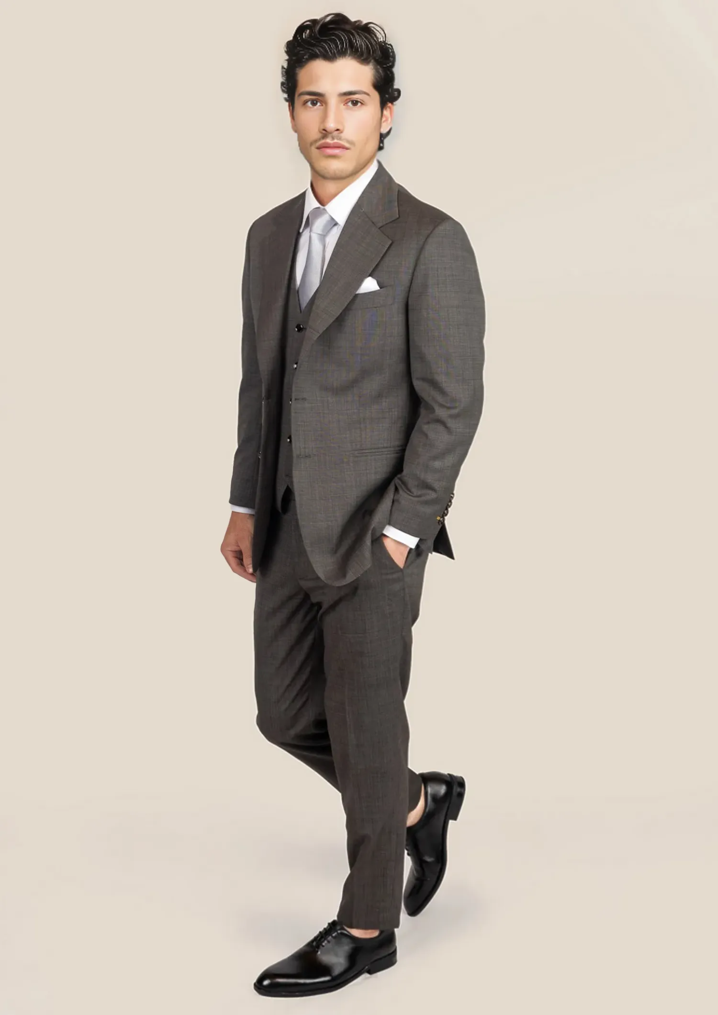 Ellis Carbon Grey Pindot Suit