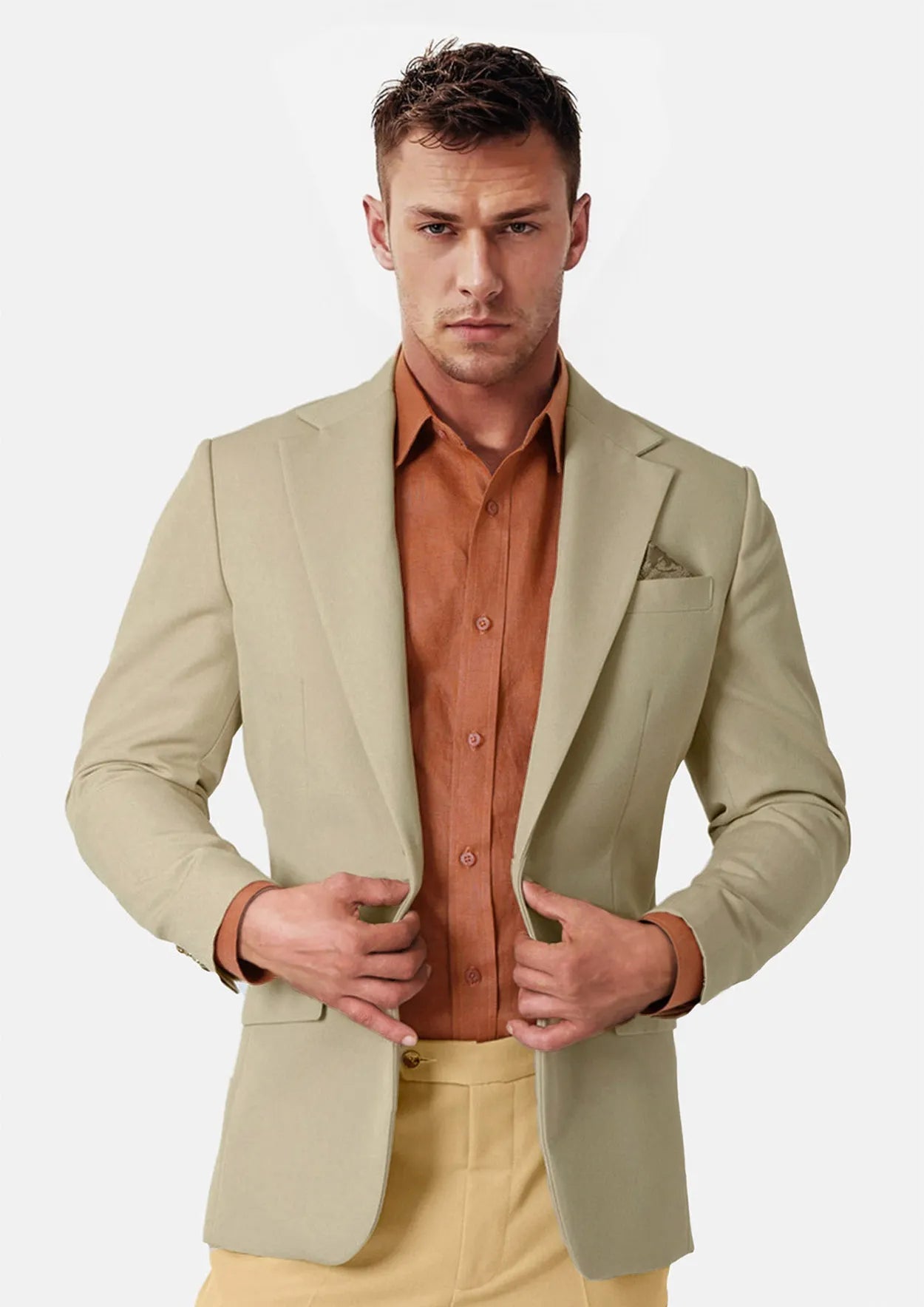 Ellis Dune Beige Cotton Jacket - SARTORO598