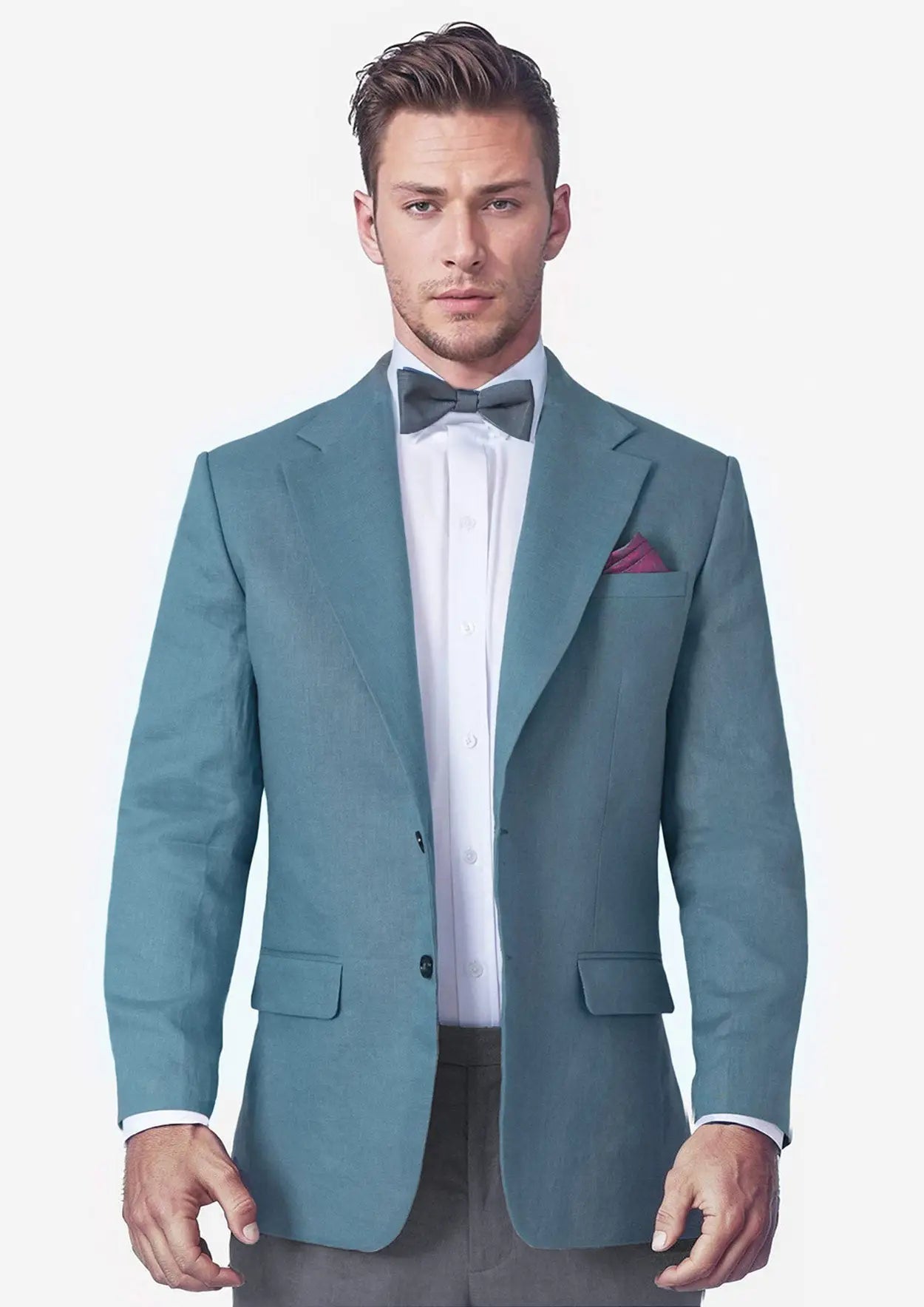 Ellis Koi Blue Linen Jacket - SARTORO9