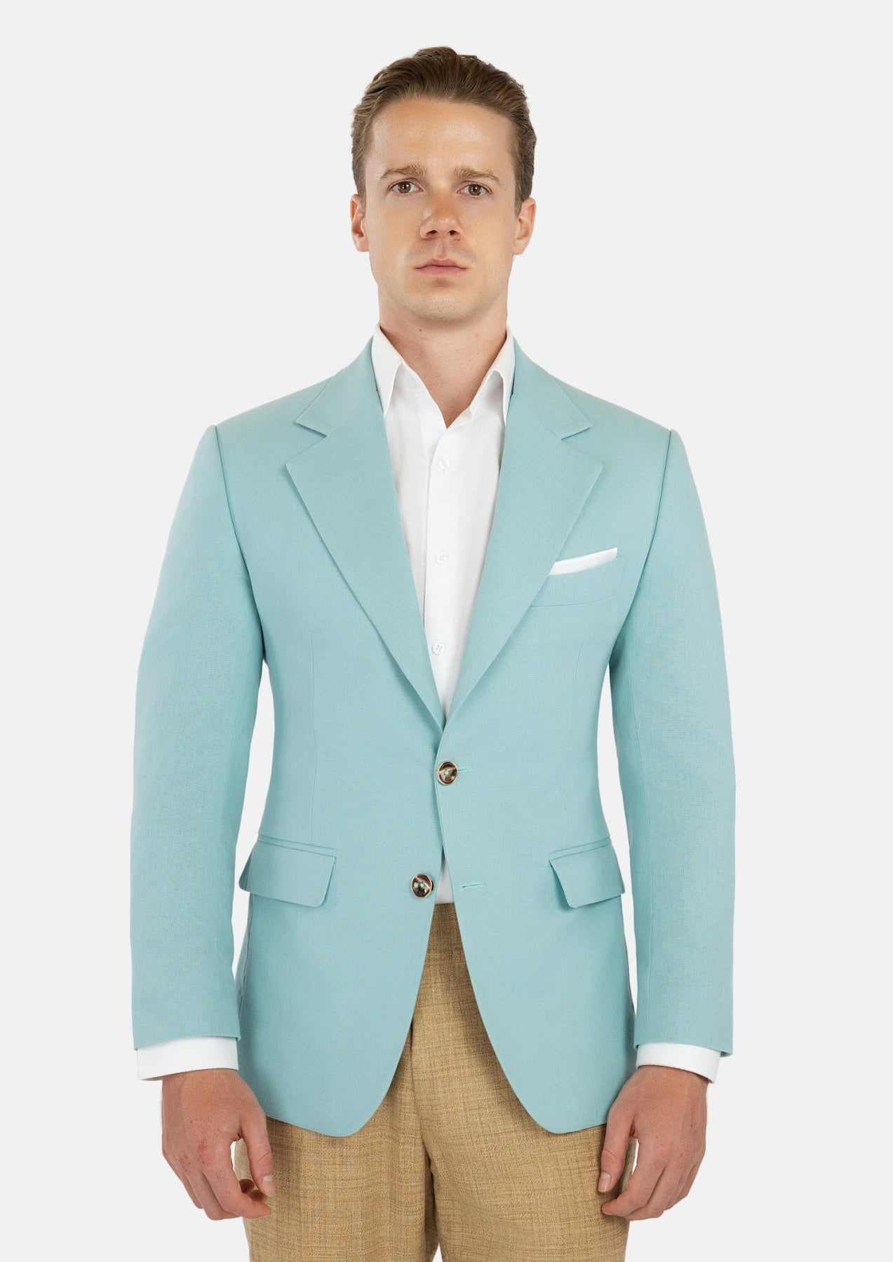 Ellis Light Teal Linen Blend Jacket - SARTORO659