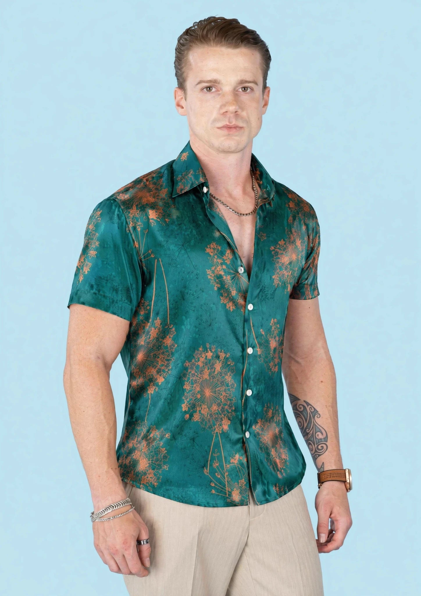 Emerald Lace Silk Shirt - SARTORO825