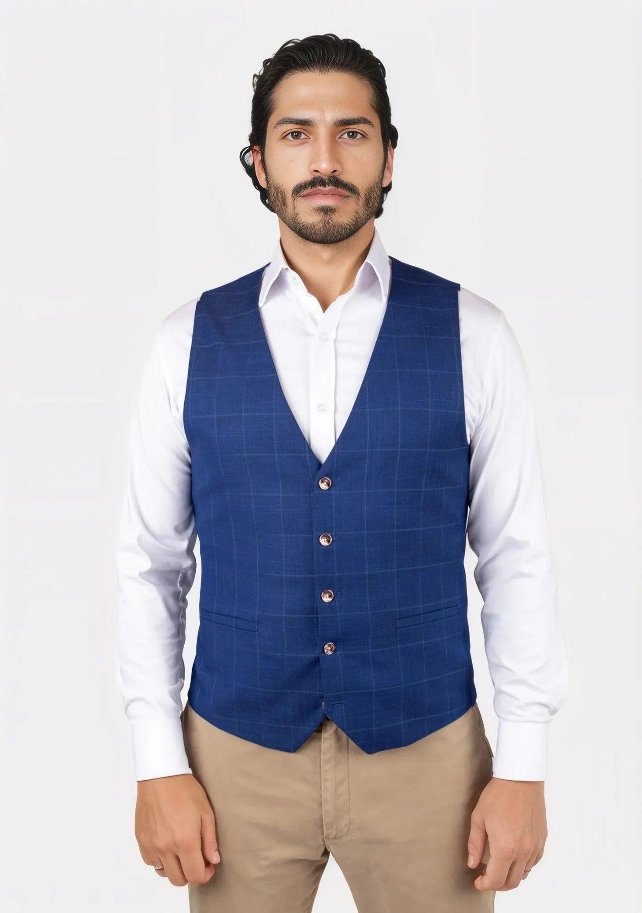 Empire Blue Windowpane Vest - SARTORO230